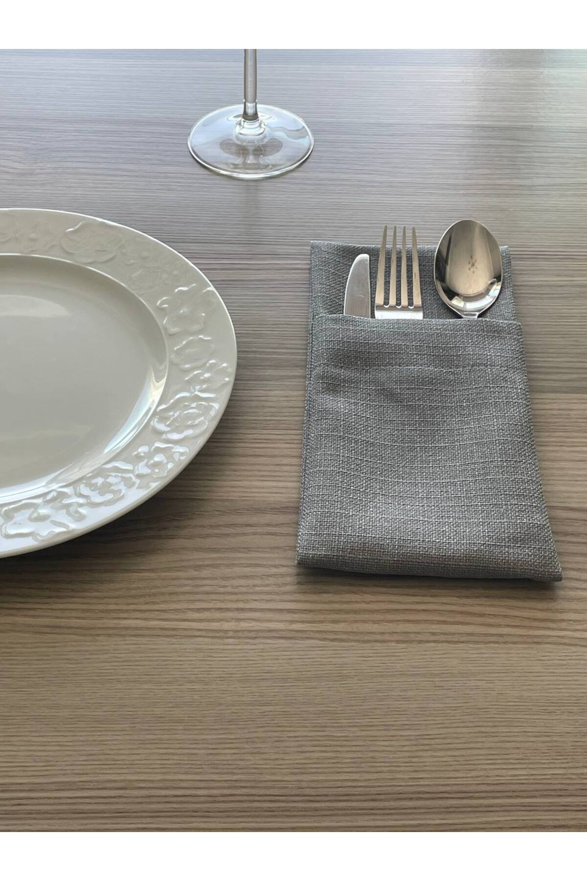 6-Piece Linen Spoon Holder Service - Linen Fabric Spoon Holder Service Cutlery Holder Kitchen Service Presentation