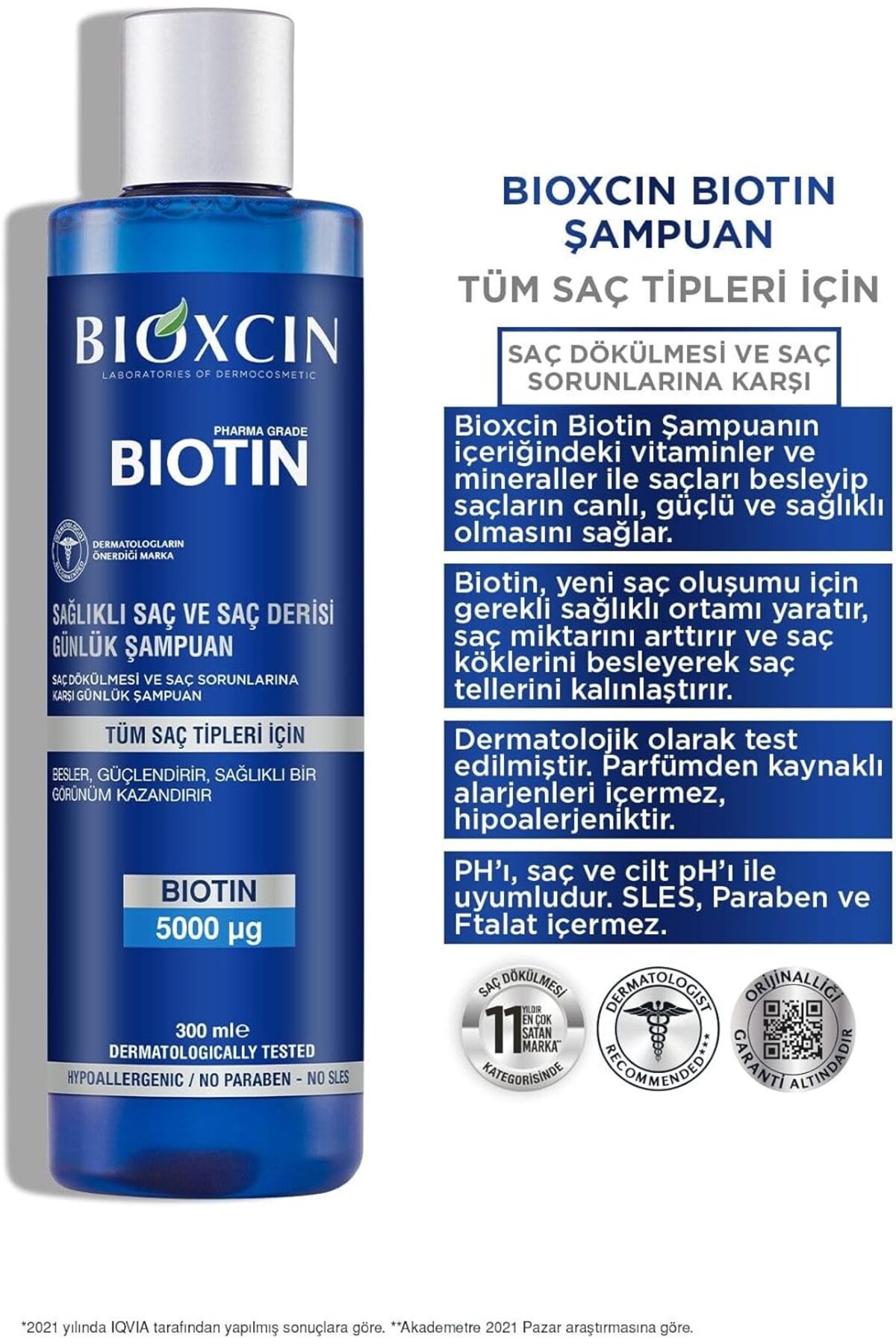 Saç Dökülmesi Karşıtı Avantajlı Set - Biotin Şampuan 300 ml + Biotin 5000 Mcg 60 Tablet X2 Adet — snowcosmetic-bioxcinseti1 — تصویر 4 از 7