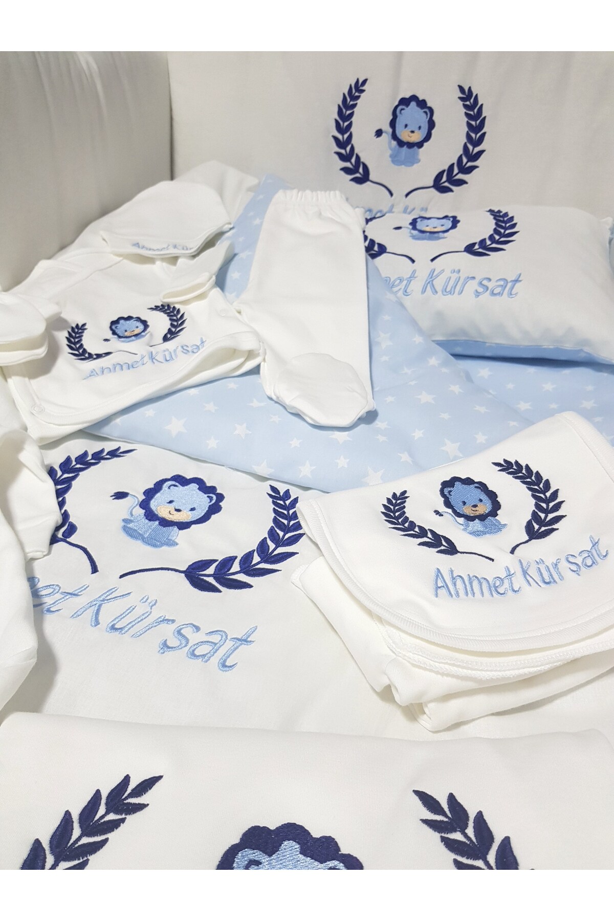 bebek_iklimi İsimli Nakış İşlemeli Erkek Hastane Çıkışı - 10 Parça Yenidoğan Seti fotoğrafı 7 (önizleme)
