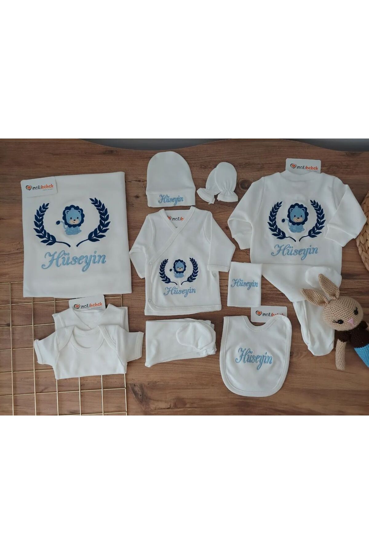 bebek_iklimi İsimli Nakış İşlemeli Erkek Hastane Çıkışı - 10 Parça Yenidoğan Seti fotoğrafı 2 (önizleme)