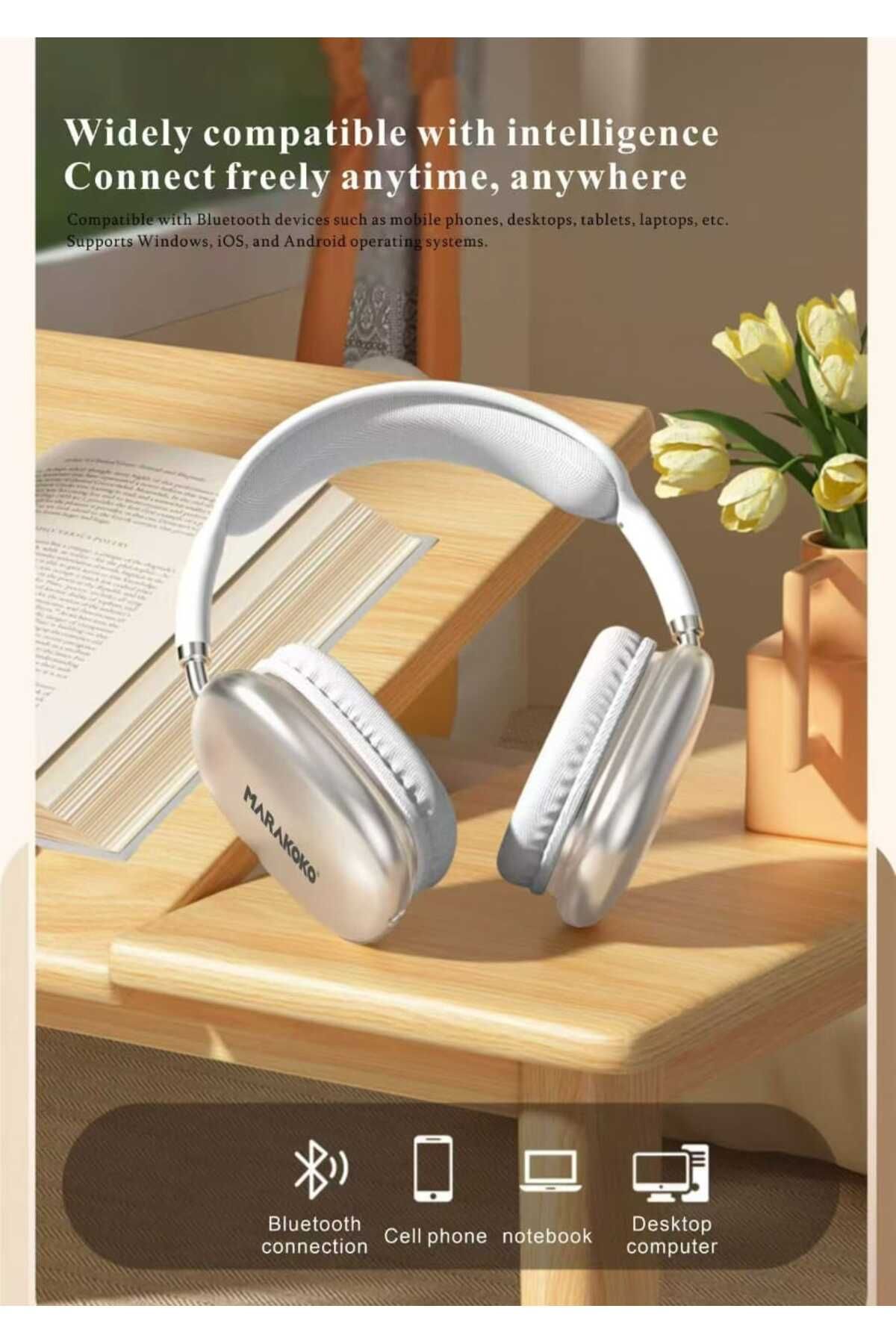 MARAKOKO-MA-EP98 Bluetooth Headphones with Clear Sound, Noise Cancelling Technology, and Stylish Design with Memory Slot - by Marcoco 4