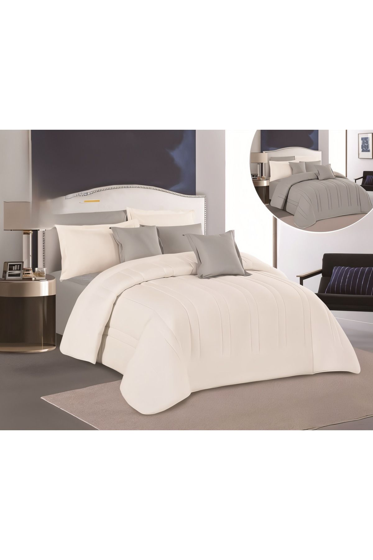 Mark-Summer king size bedspread with a solid hotel design and a reversible theme to give you a sleep among the clouds 1