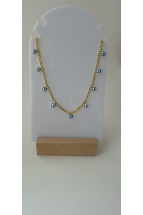 shesra Nazar boncuk detaylı 50 Cm vip çelik kolye