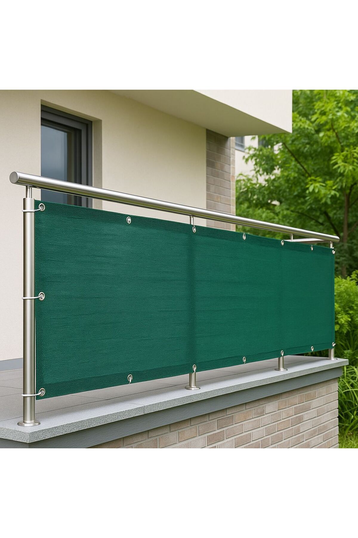İKİZLER BRANDA Balkon Korkuluk Filesi 90cm x 500cm %95 115gr Yeşil Kuş Gözlü Kaliteli