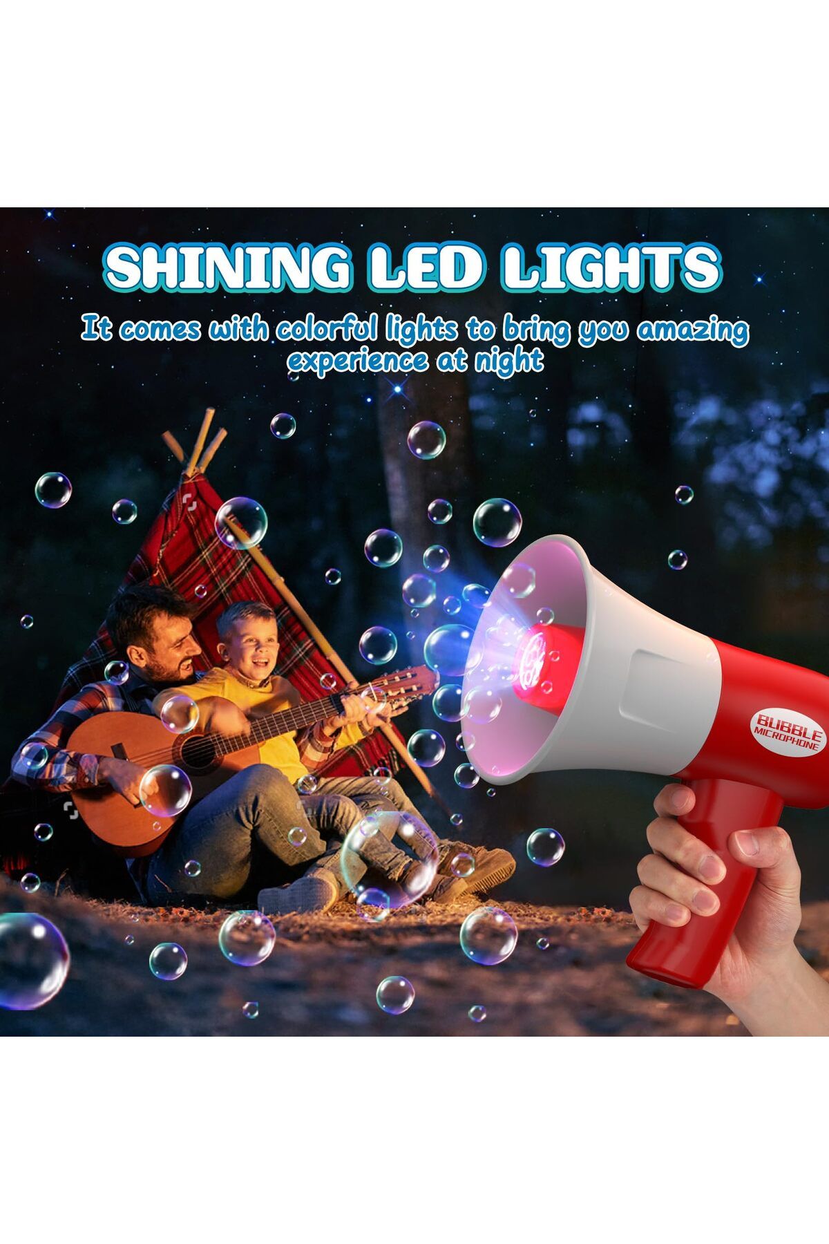 Toybox-2 in 1 Outdoor Bubble Microphone Toys Bubble Maker with LED Light & Music Bubble-Machine Toys 4