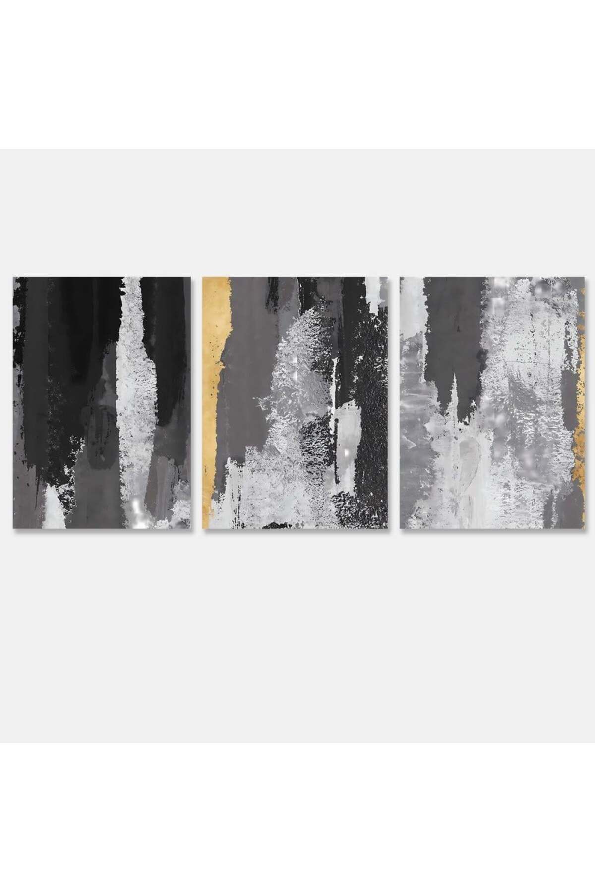 Marktna-Three modern canvas paintings - abstract design with wooden frame (hidden) 2