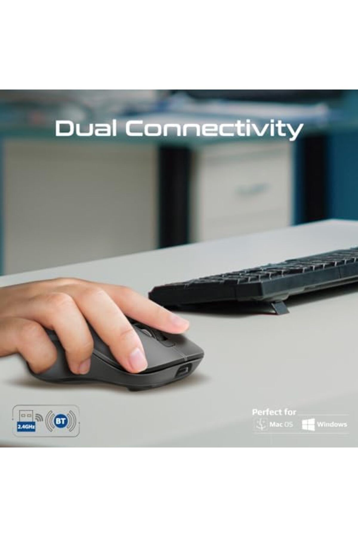 Promate-Cordless Mouse, Premium Bluetooth Nano Receiver Wireless Mouse with Dual Mode Connectivity, 3