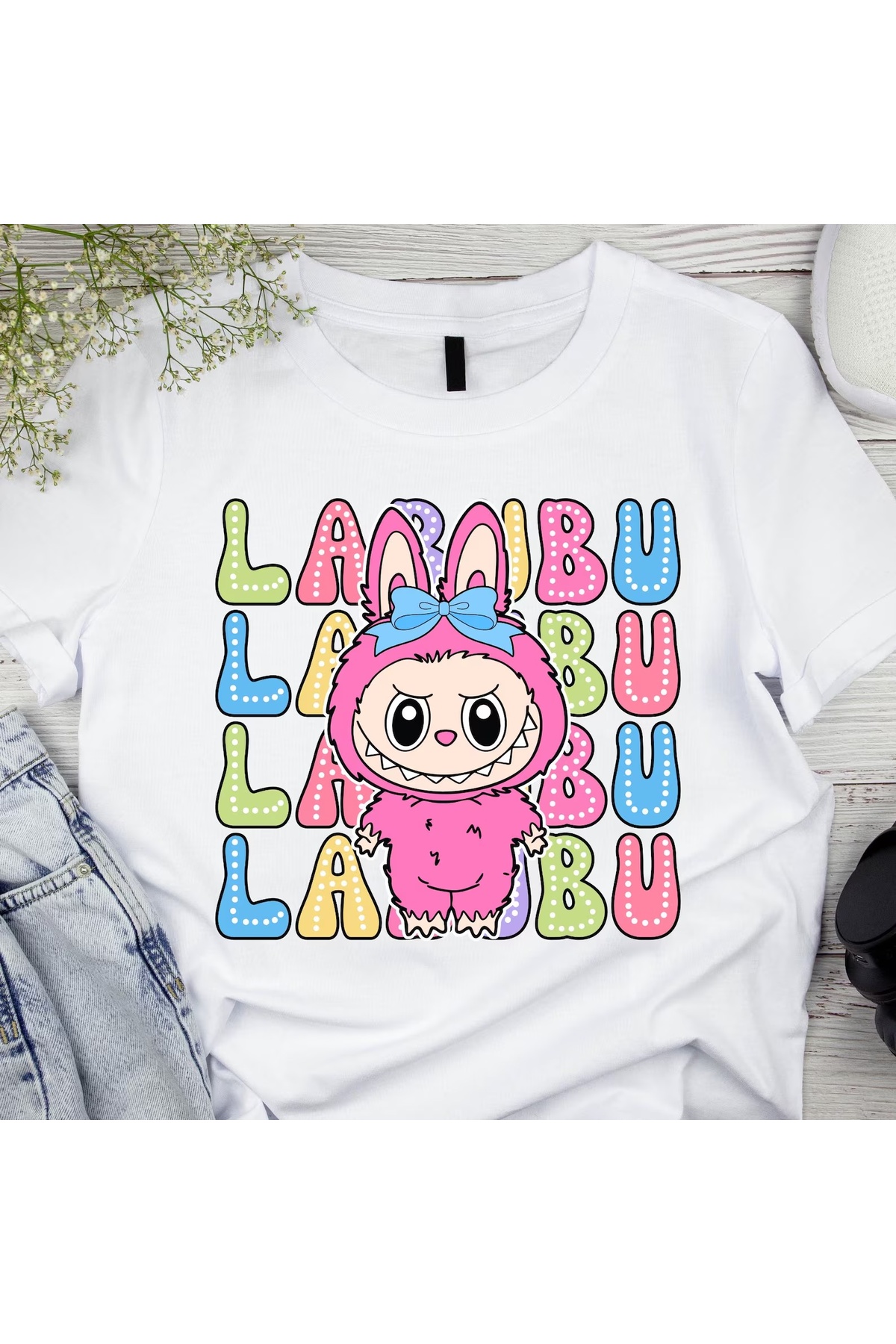 Let's Wear Labubu Text Character Printed T-Shirt for Girls- Trendyol