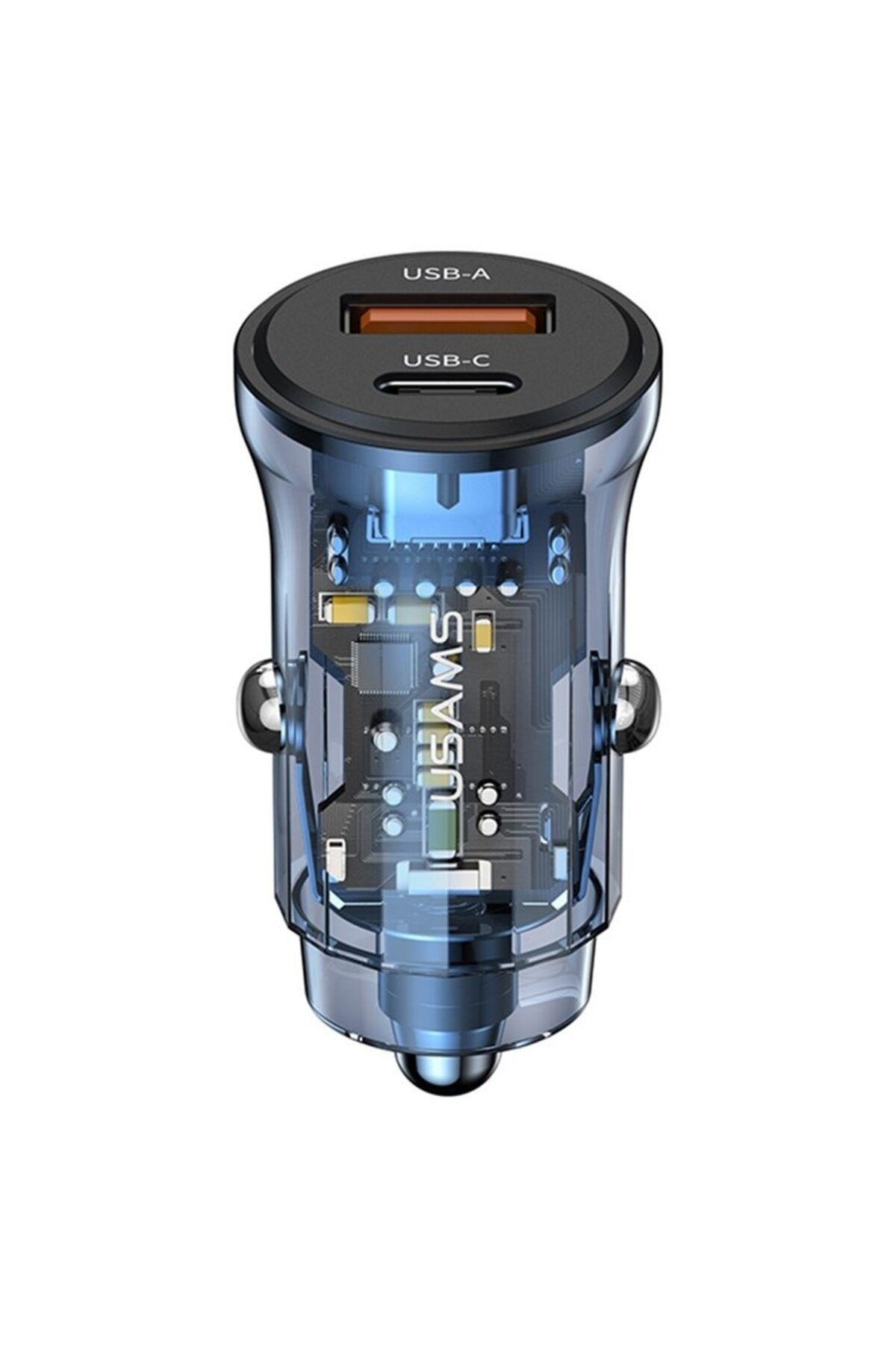 Usams-Încărcător auto Tip-C PD30W, USB 18W - Usams C32 Transparent A+C (US-CC164) - Albastru 4