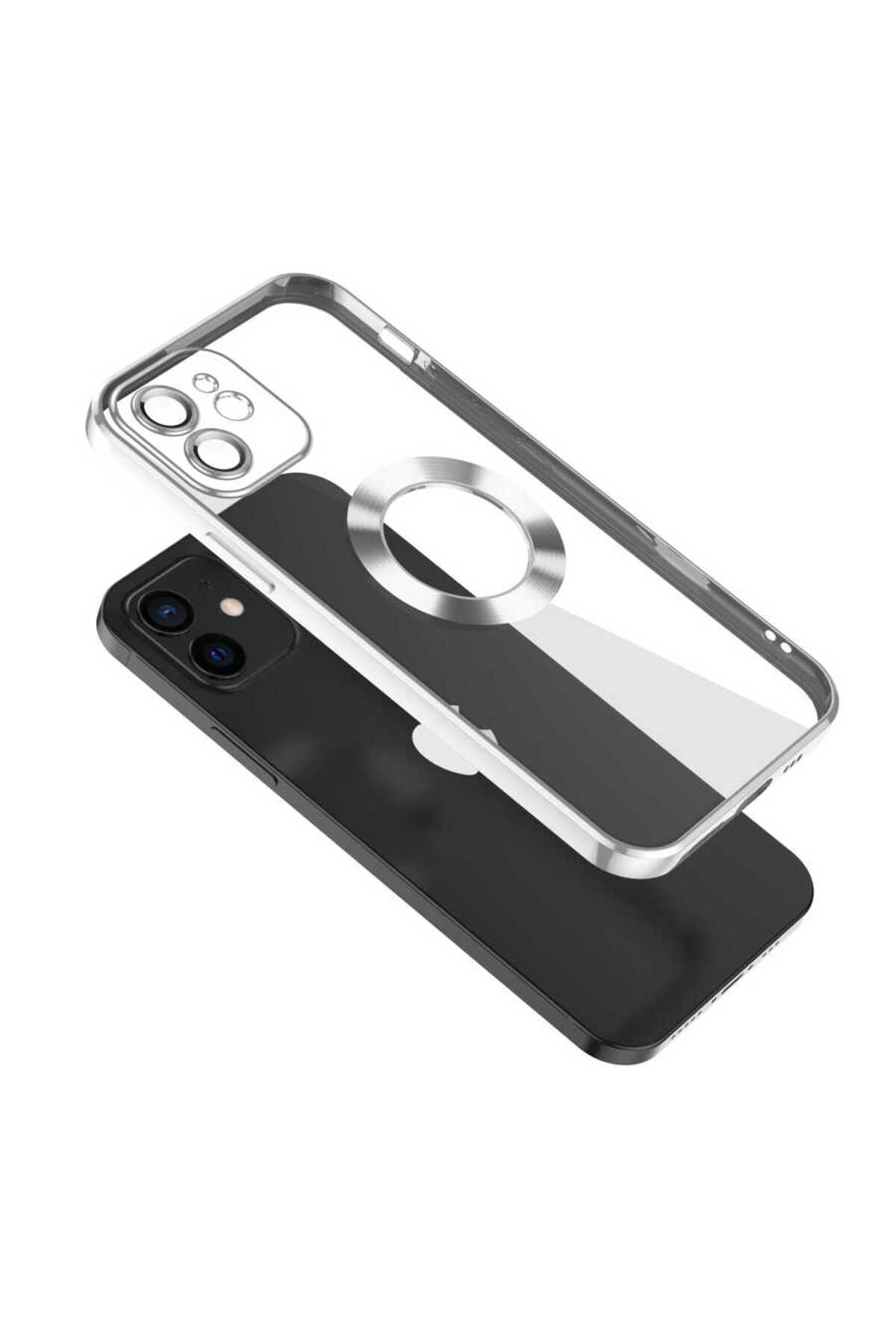 Apple iPhone 11 Case Transparent Back Edges Platinum Plated Shows Phone Logo
