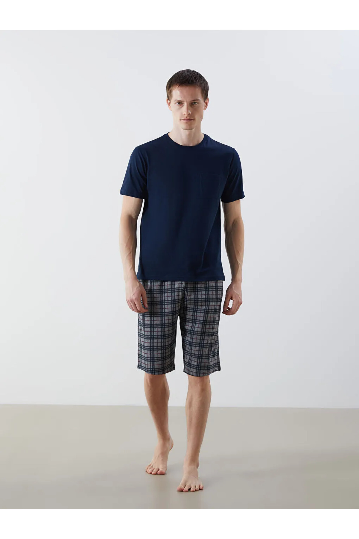 LC Waikiki-Σετ ανδρικές πιτζάμες Grey Standard Fit 3 Πακέτο 3