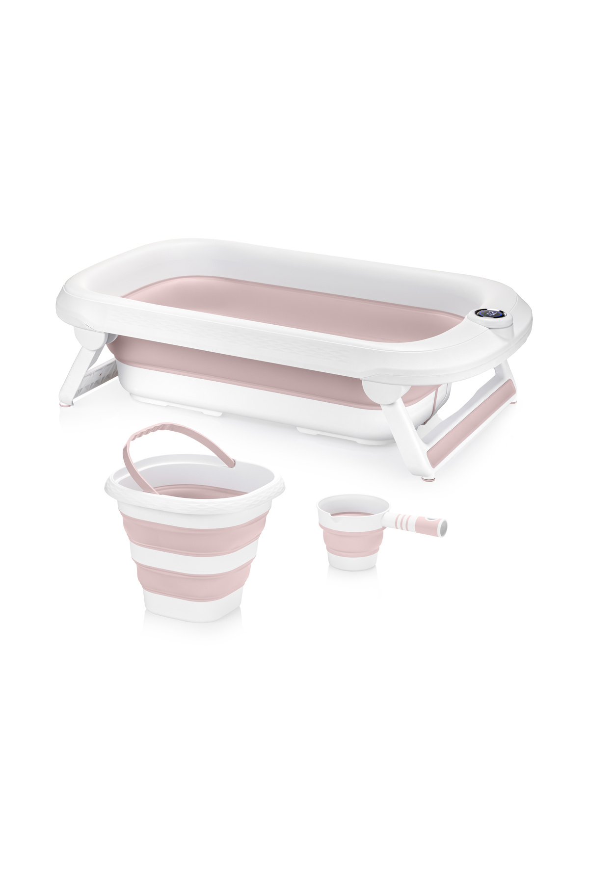 Zuu Baby Yeni Termometreli Katlanır Bebek Küveti 45 Lt. 3 Lü Set Pembe fotoğrafı 2 (önizleme)