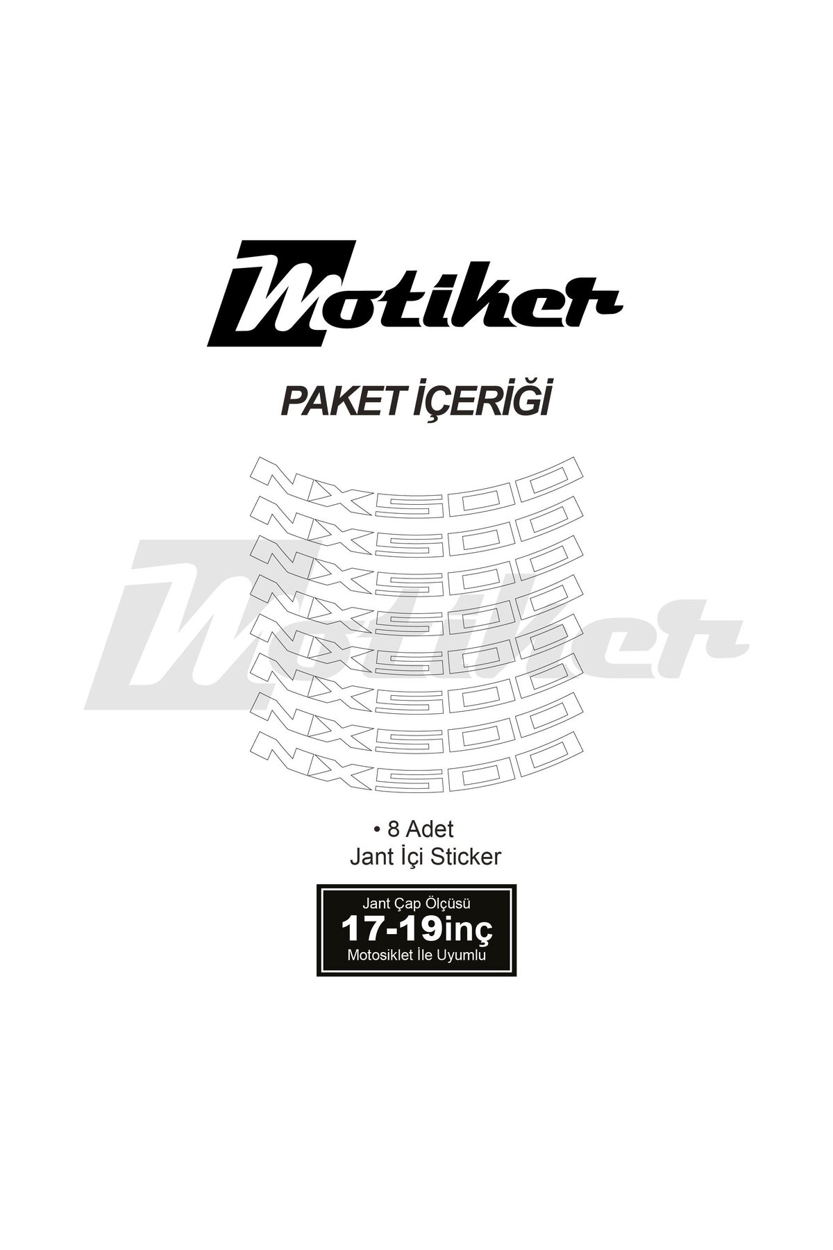 Motiker Honda NX500 Jant İçi Yazı Sticker Etiket Modeli Beyaz Renk