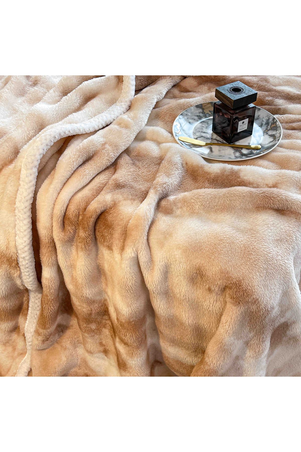 CHIRASO-Cocolino CHIRASO Blanket, Gradient Pattern, 200x230cm, Soft and Warm, light brown 4