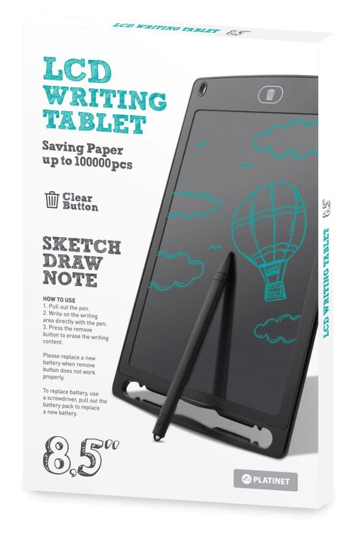 Platinet-Writing tablet 44630, 8.5'', with stylus pen, black 6