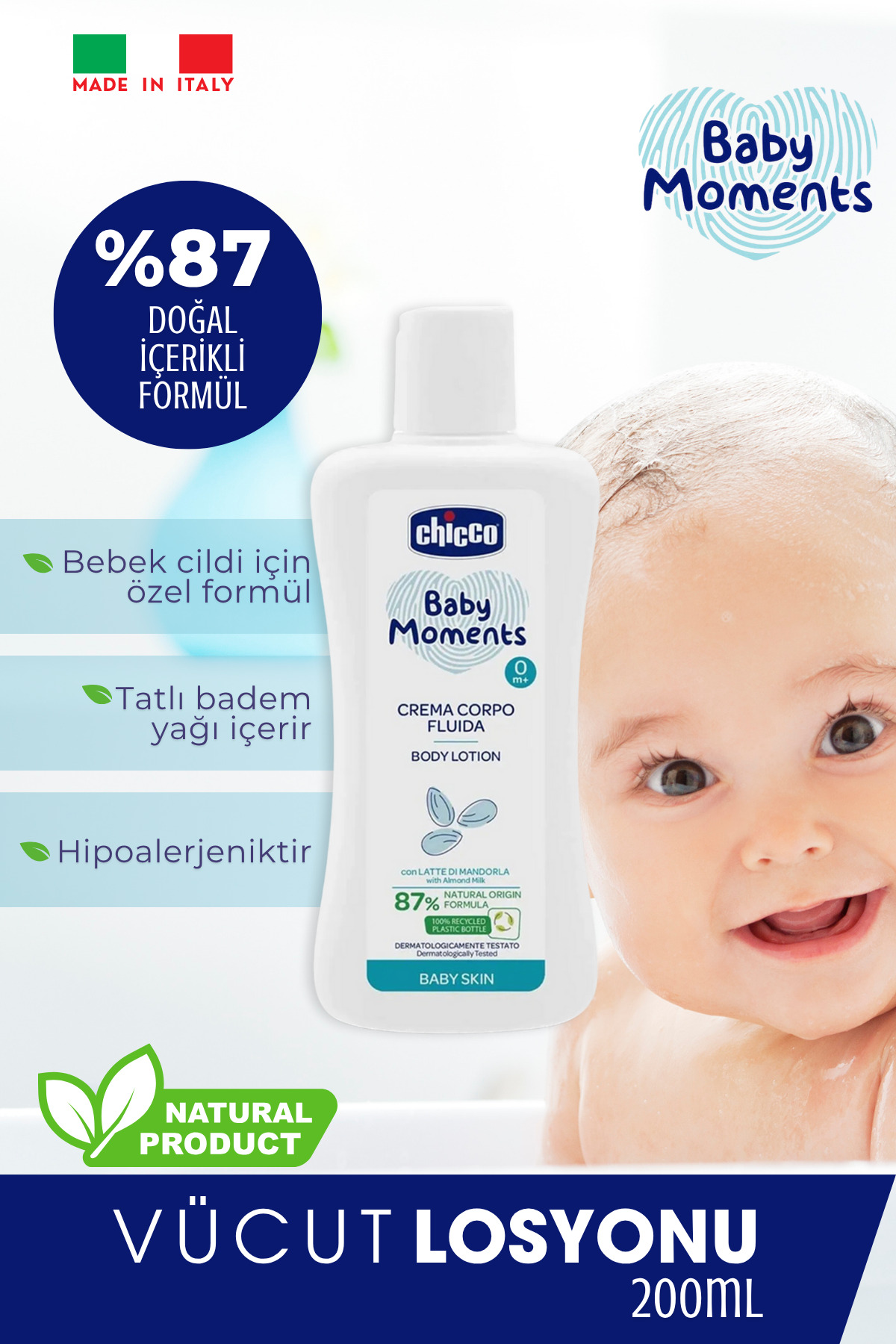 Chicco Doğal İçerikli Bebek Bakım Seti(Bebek Şampuan,Bebek Pişik Kremi,Bebek Losyon,Bebek Sabun) fotoğrafı 3 (önizleme)