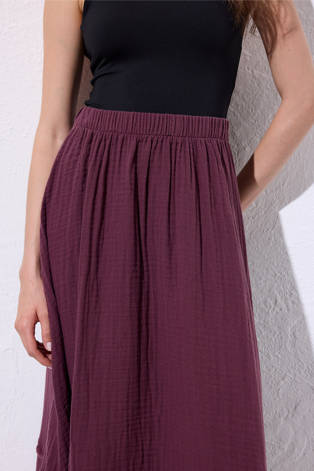 Manuka-Muslin Fold Wide Skirt Murdum 5
