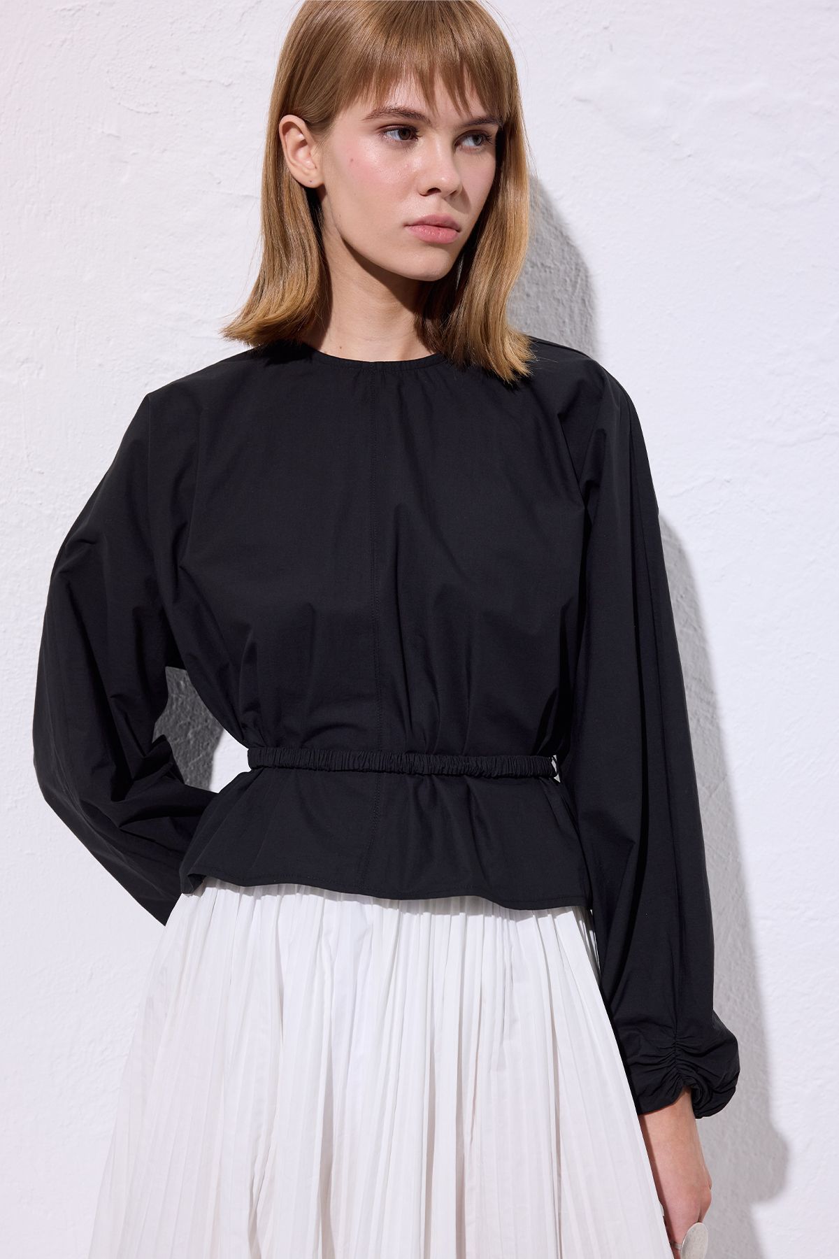 Manuka-Short Bluz Black with Binding Details 3