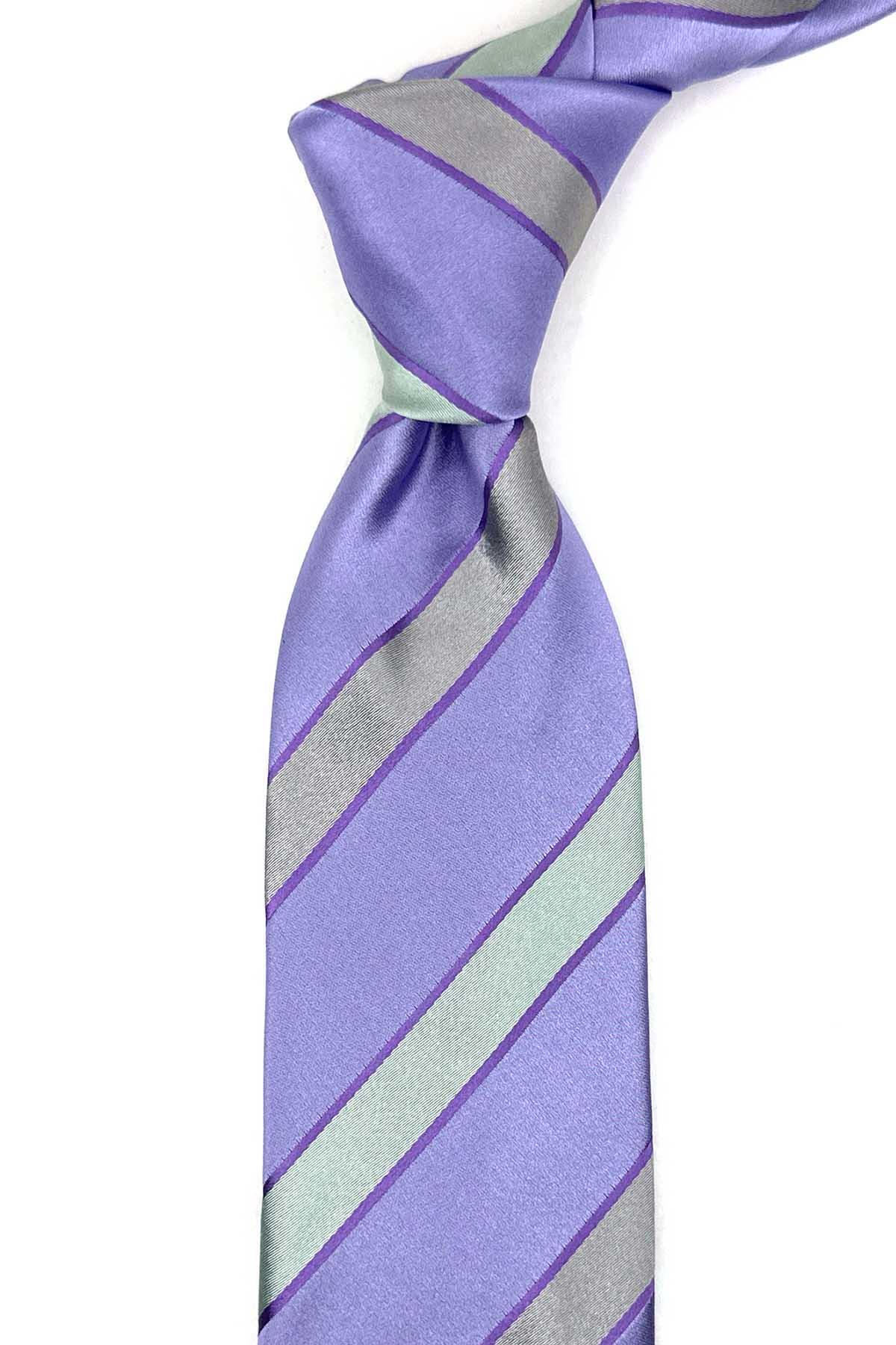  کراوات ابریشمی ایتالیایی راه راه یاسی به سبک کیلنادور IK1955