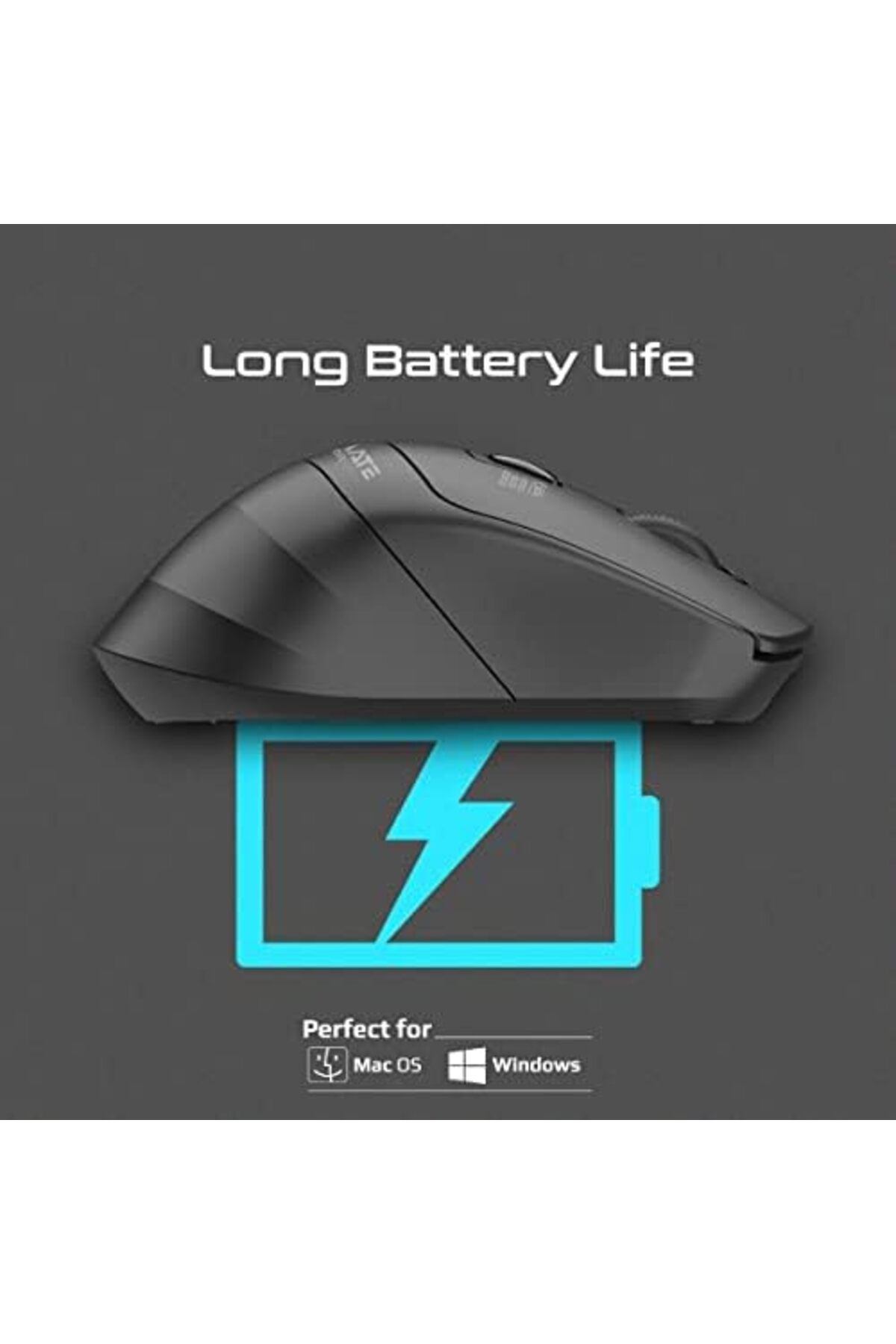 Promate-2200DPI Mouse, Premium Ergonomic 2.4GHz Cordless Silent Keys Mouse with Optical Sensor, DPI 5