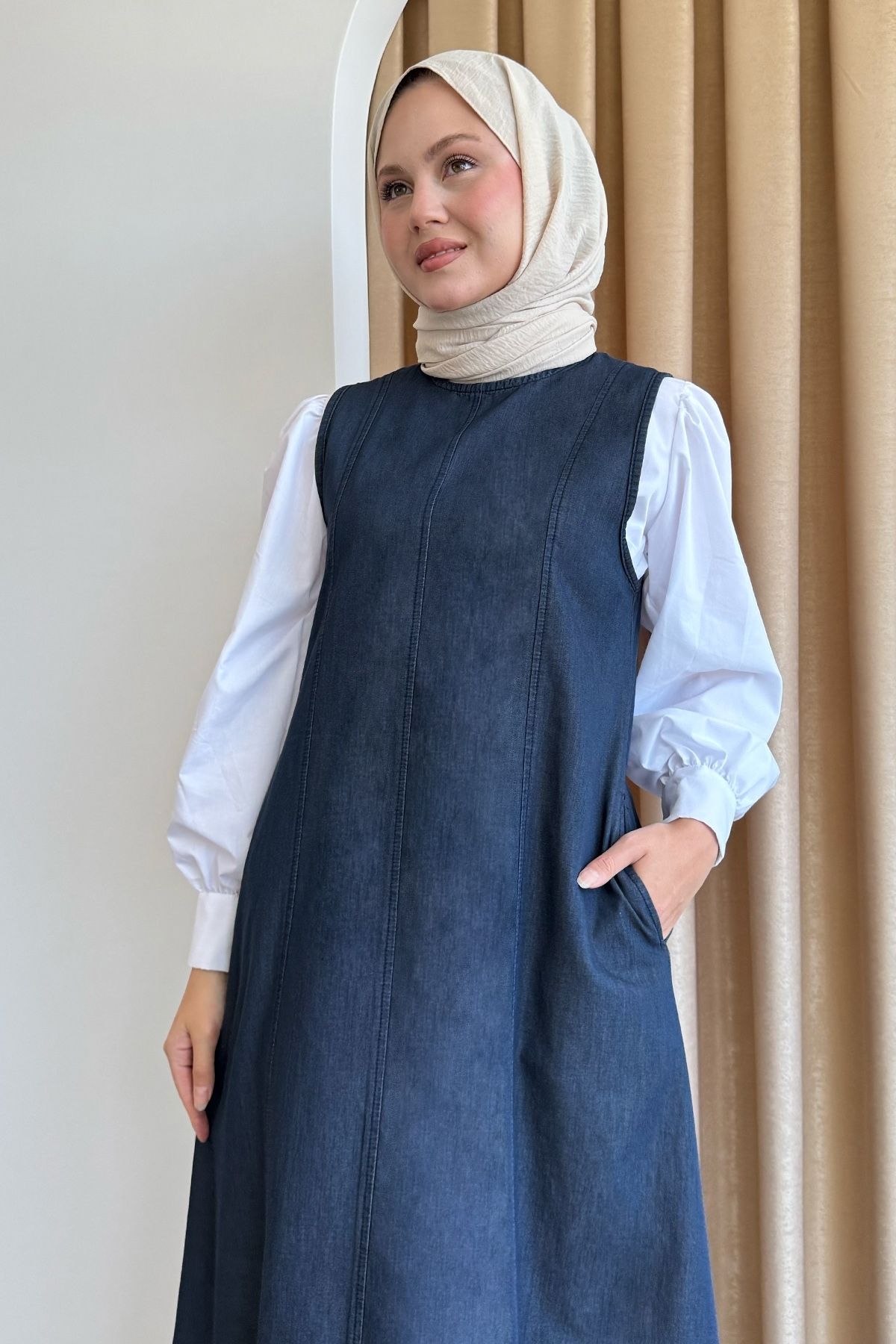 InStyle-Casual μπλε τζιν φόρεμα Gilet 5