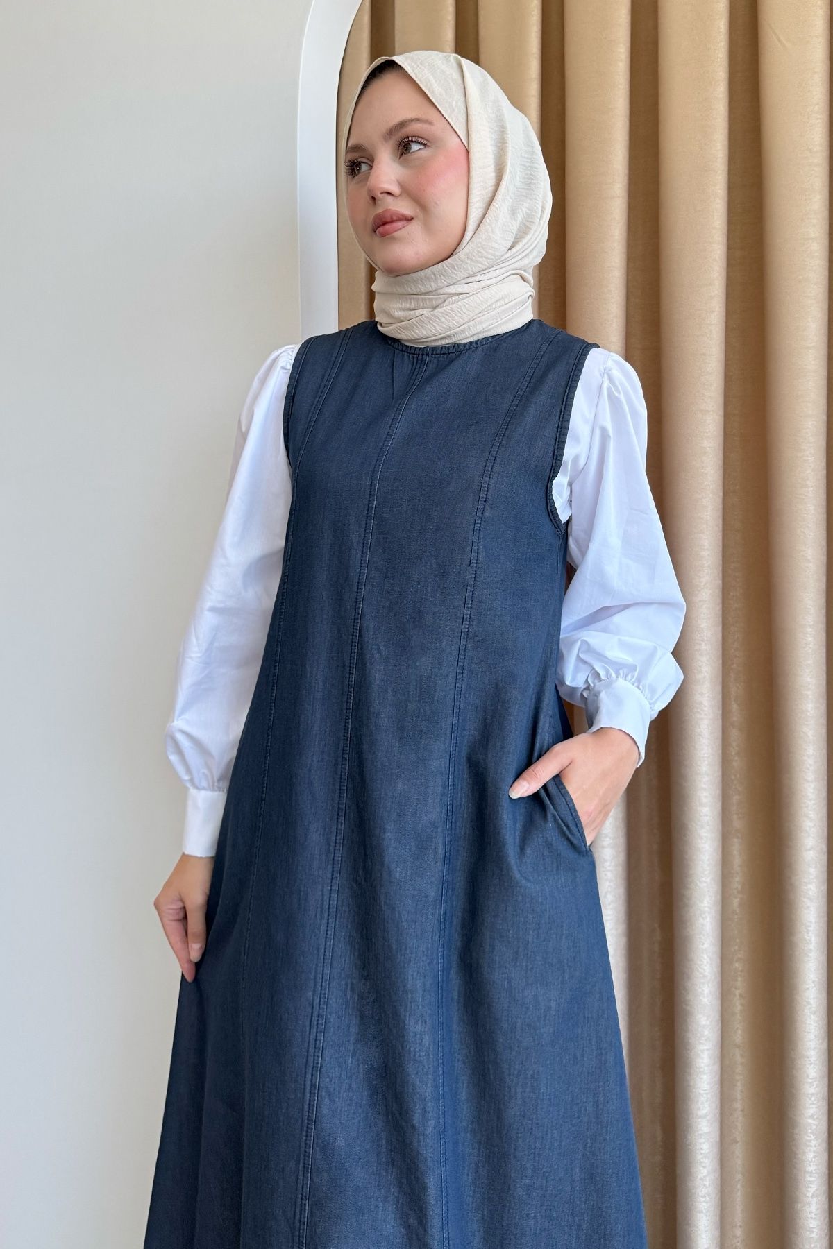 InStyle-Casual μπλε τζιν φόρεμα Gilet 3