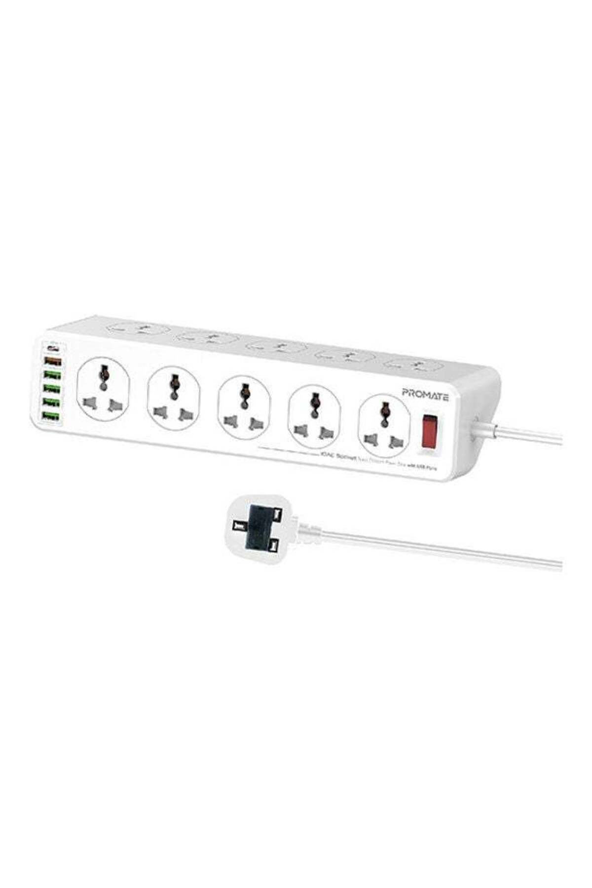 Promate-شريط طاقة، قابس طاقة عالمي عالي التحمل بـ 10 منافذ مع منفذ USB-C بقوة 20 وات 1