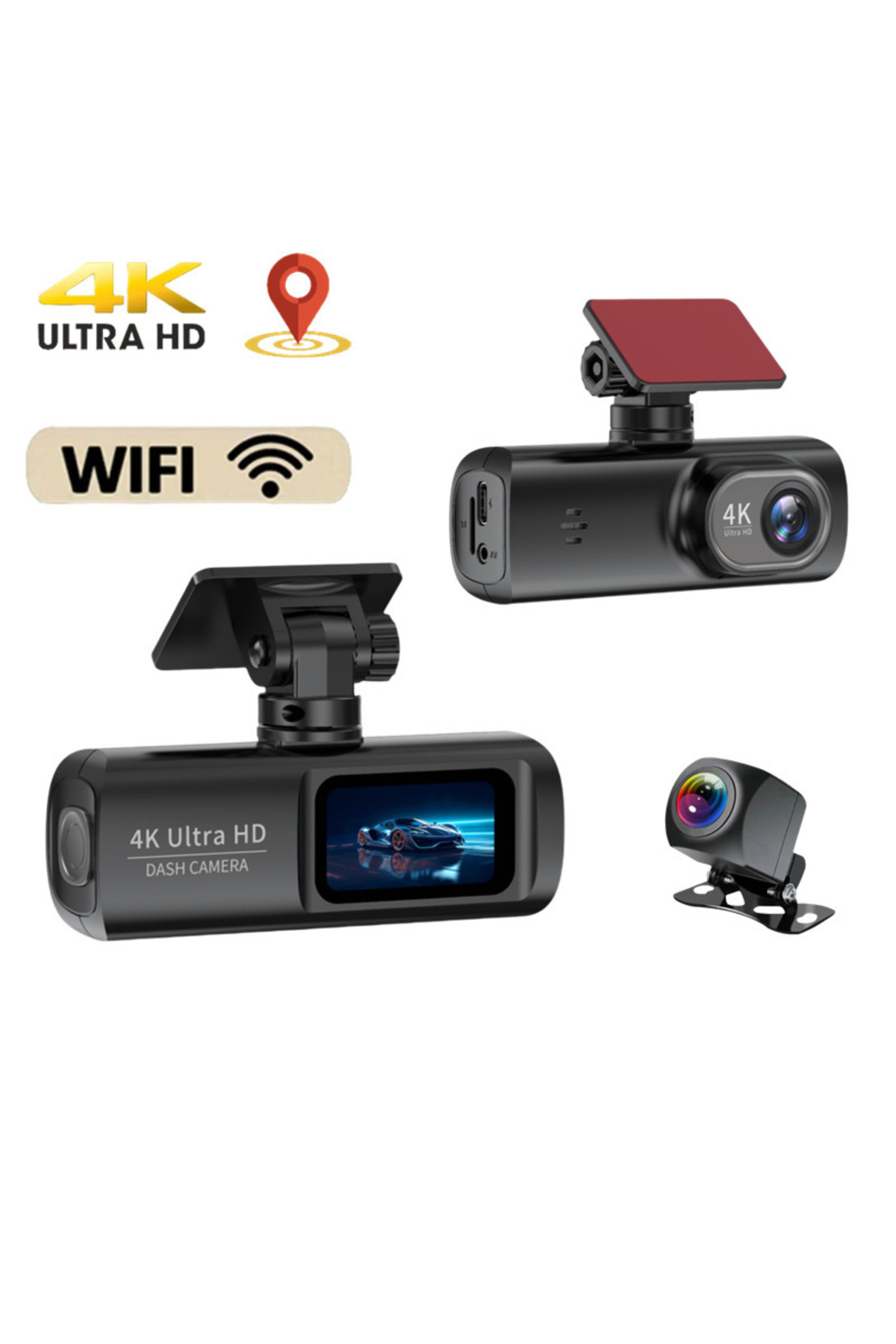 NEVARSA 4K WiFi Dash Kamera DVR Video Kaydedici WDR Gece Görüş Park Modu Araba Aksesuarı V22