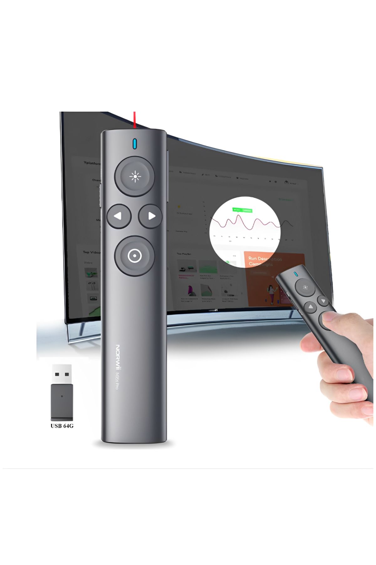 BALQRA-Professional wireless laser for presentations BALQRA®, Remote control with integrated pointer, USB disk 64G 1