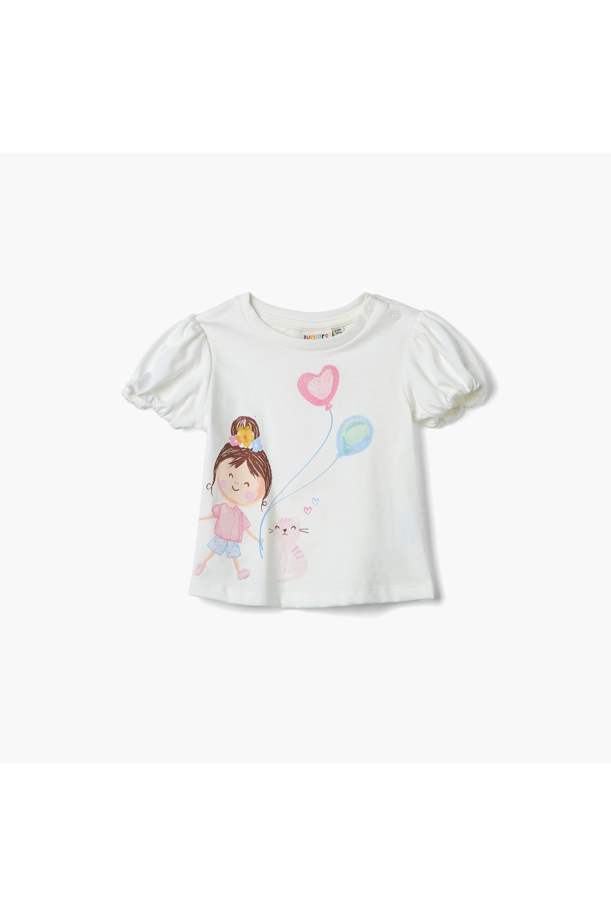 T-shirt printed with puffed sleeves