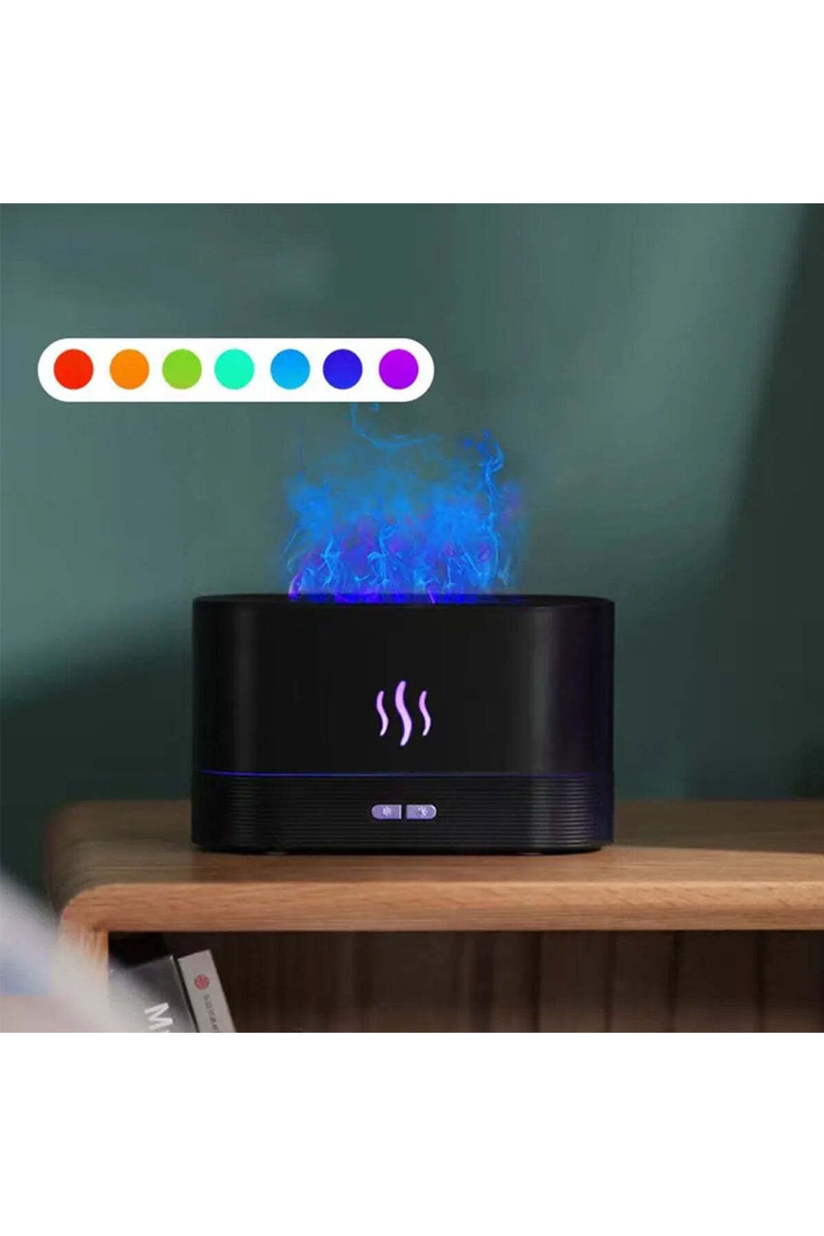 divendi-ro-Aromatherapy Diffuser and Humidifier with Flame and Ultrasound Effect, 3 in 1, LED RGB, 180ml, Black 4