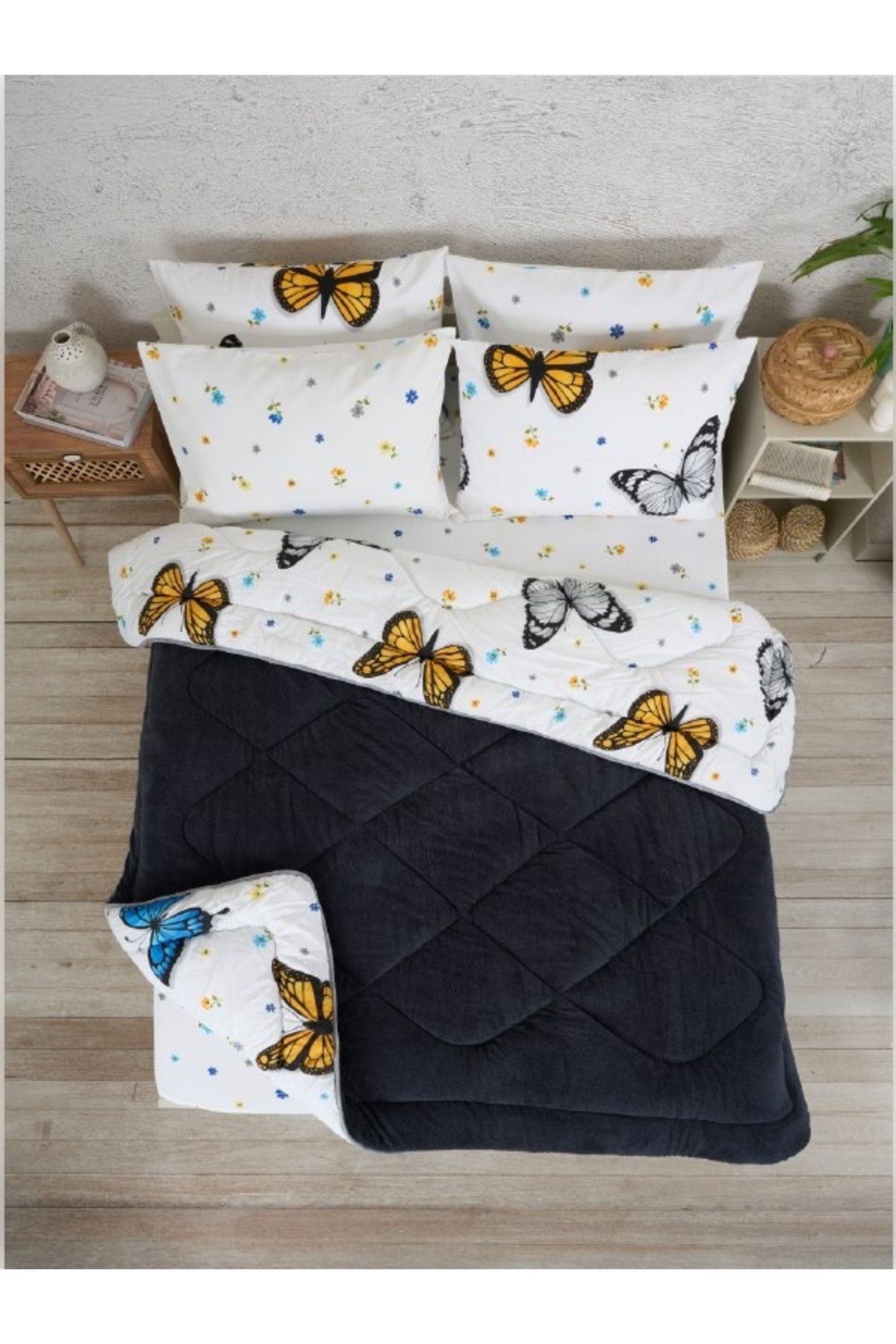 Sudemhome-Double Welsoft Sleeping Set Double Sided Wellsoft Fluffy Fleece Quilt and Battal Fitted Sheet 6