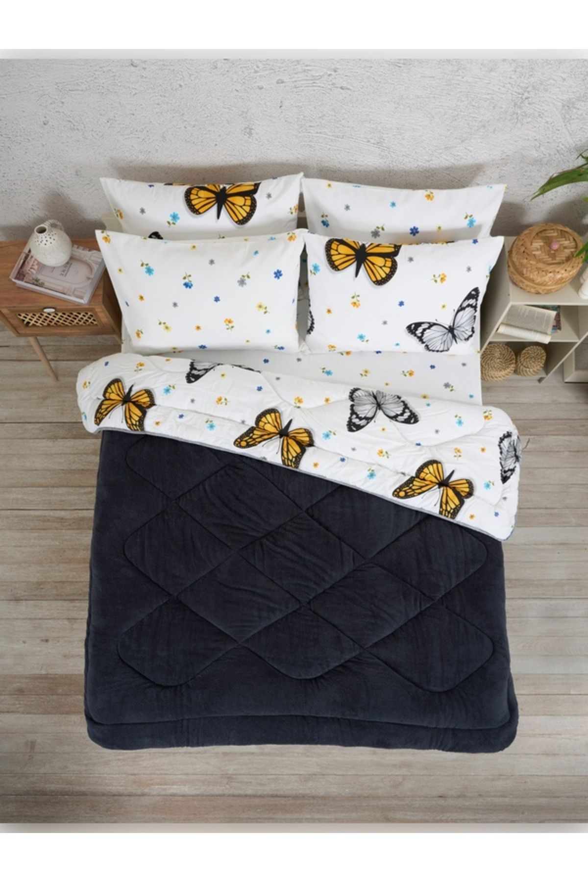Sudemhome-Double Welsoft Sleeping Set Double Sided Wellsoft Fluffy Fleece Quilt and Battal Fitted Sheet 5
