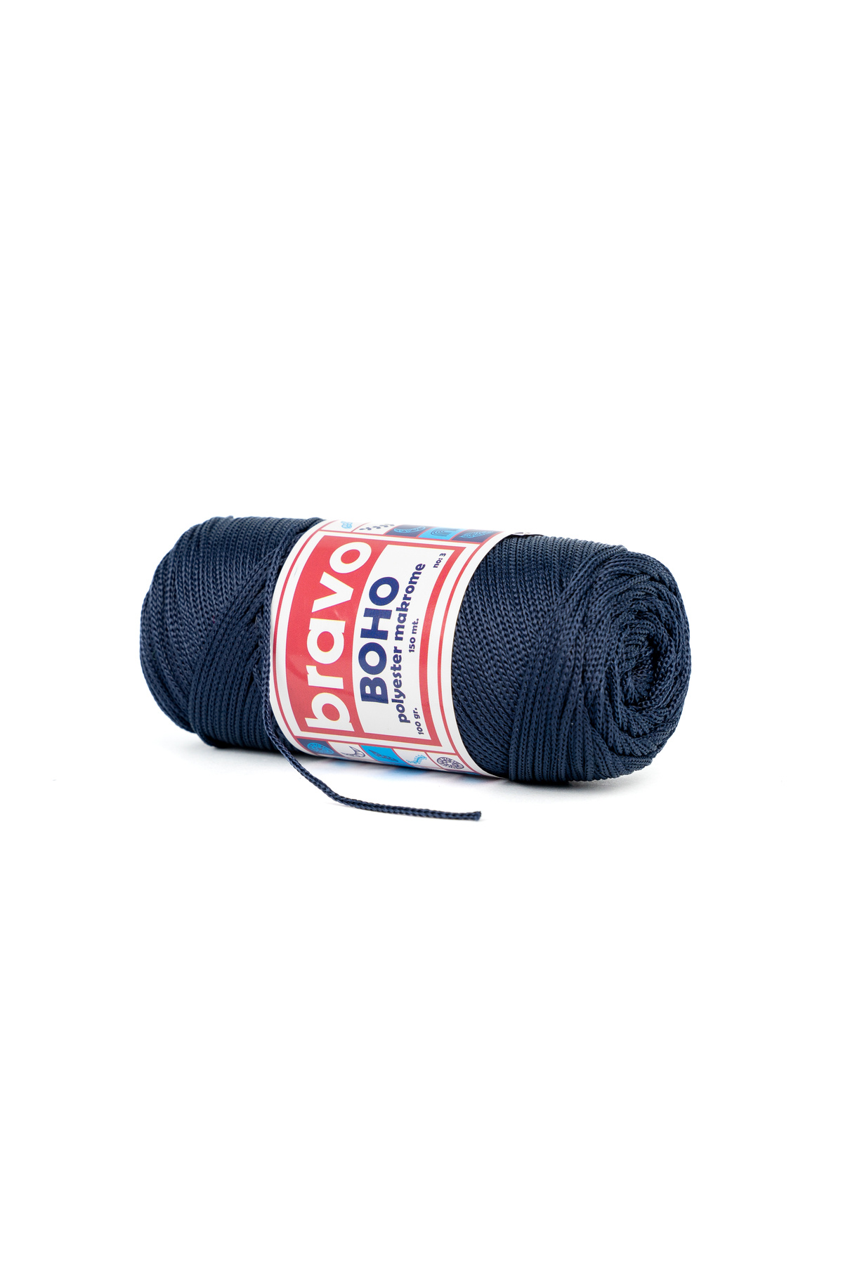 Boho Polyester Macrame Yarn 1.5 Mm 100 Gr 150 Meters No: 3 mm (Color Code:260) Navy Blue