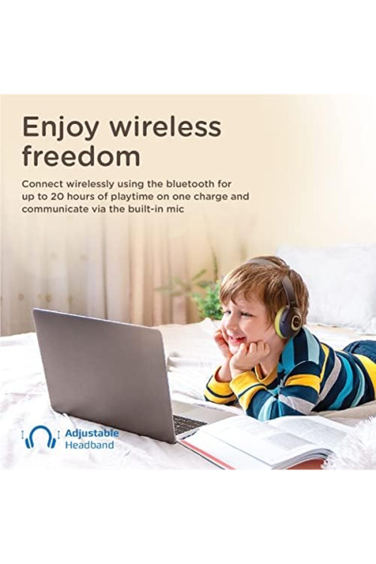 Promate-Kids Wireless Bluetooth Headphones, Stylish Dual Microphone Volume Controlled 85dB to 93dB H 4