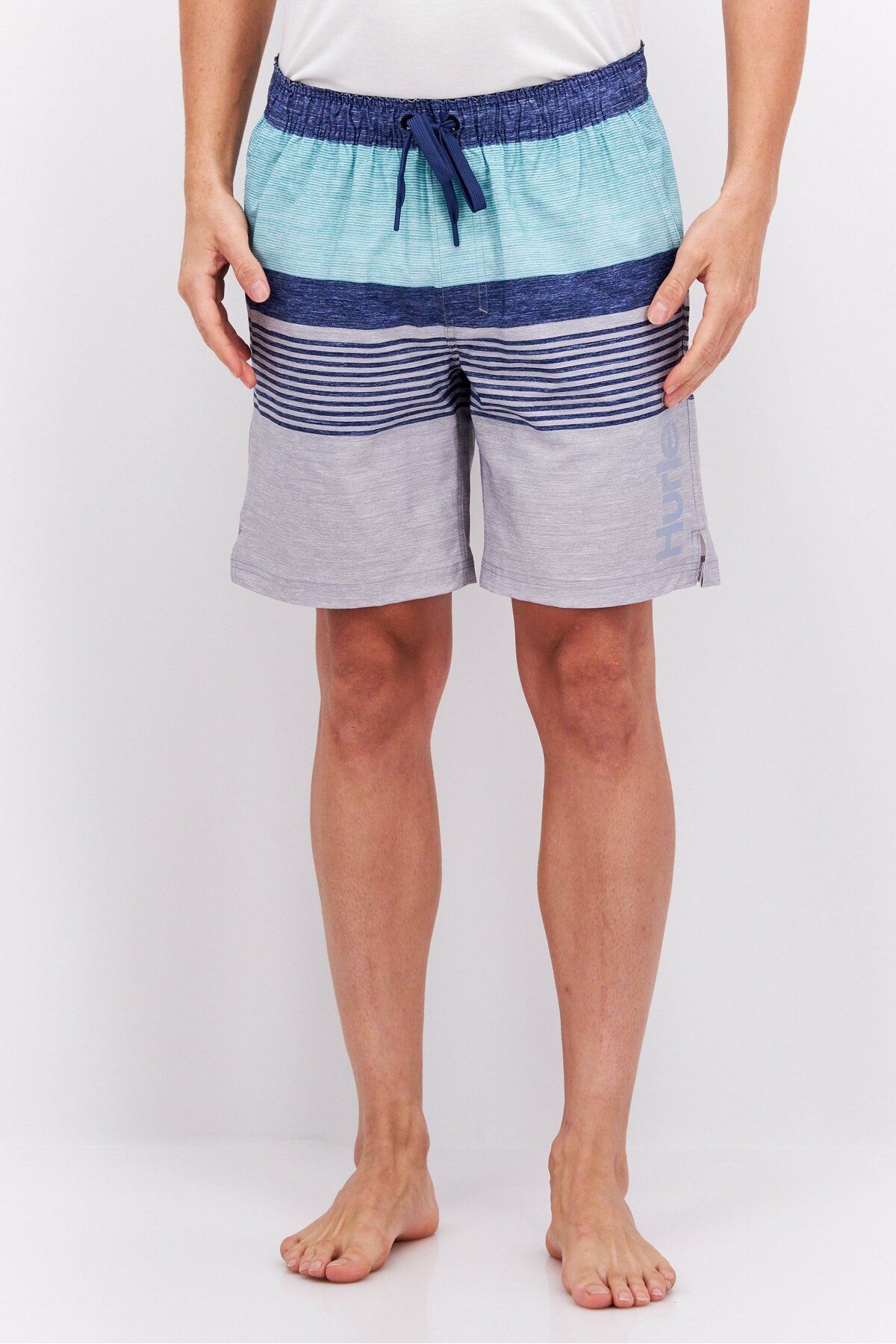 Hurley-Men Stripe Drawstring Board Shorts, Blue Combo 1