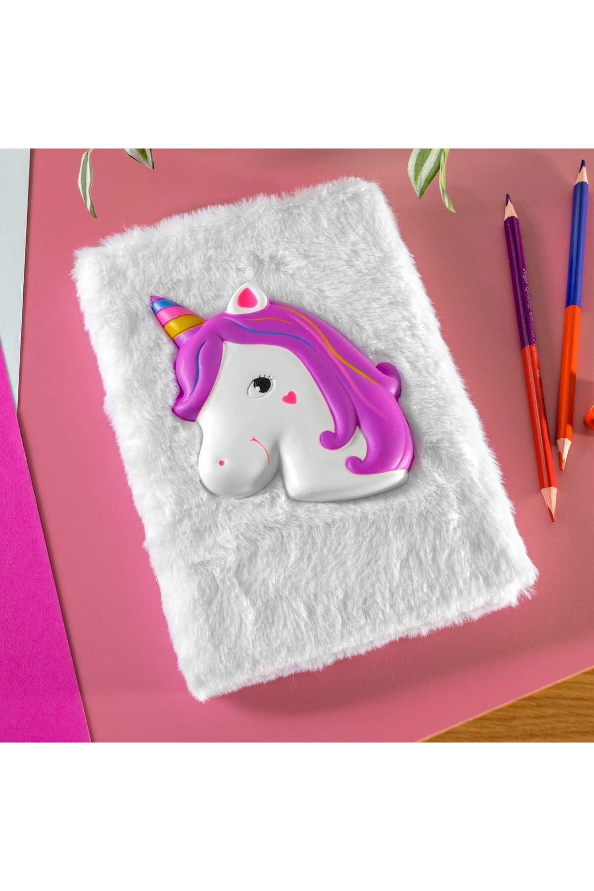Gadget Master-Unicorn Notebook with Soft Fur A5 1