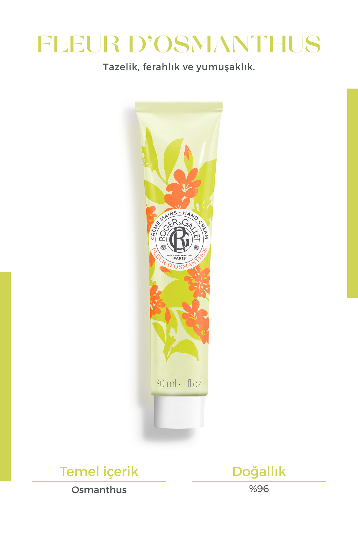 Roger & Gallet Fleur D'Osmanthus El Kremi 30 ml - Shea Yağı & Osmanthus Özlü Nemlendirici El Kremi — 3701436916565 — تصویر 2 از 2
