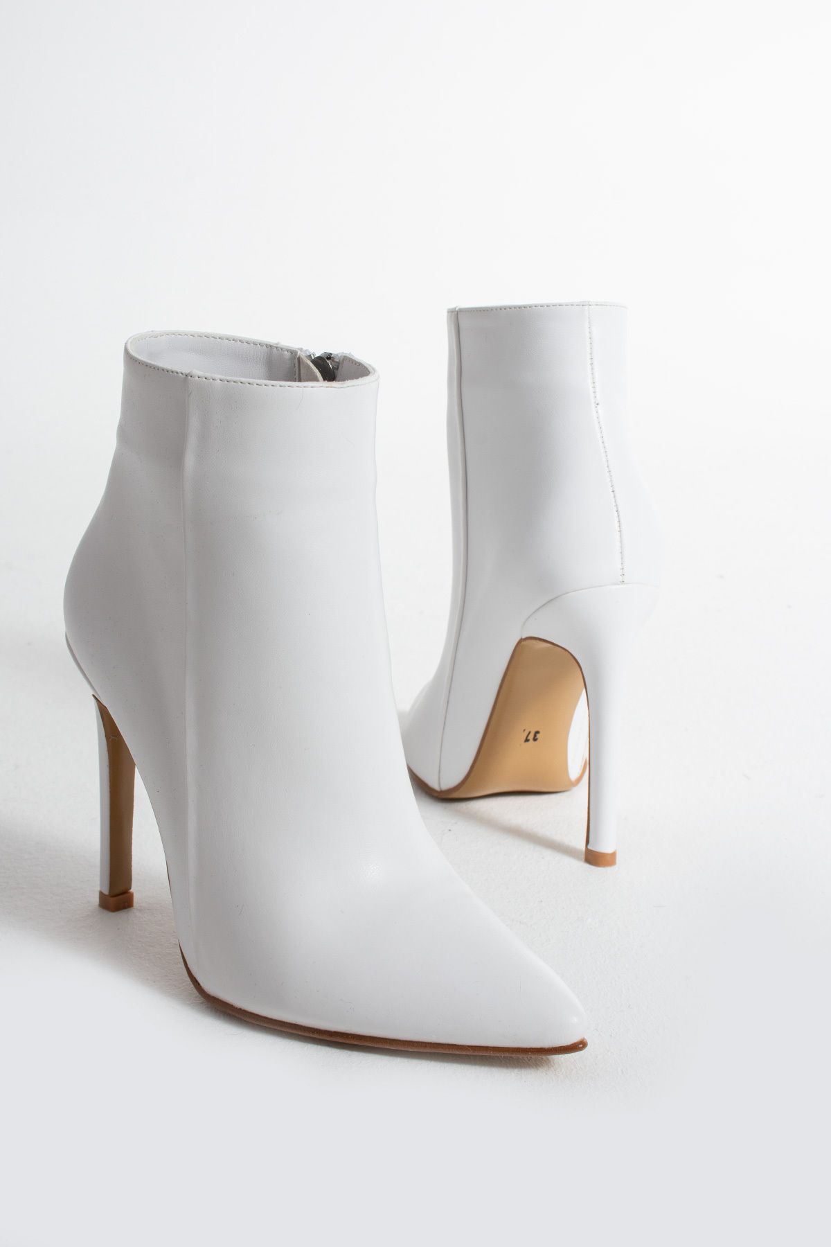 golden heel-10.5 cm White Pointed Toe Women's Heeled Boots 4