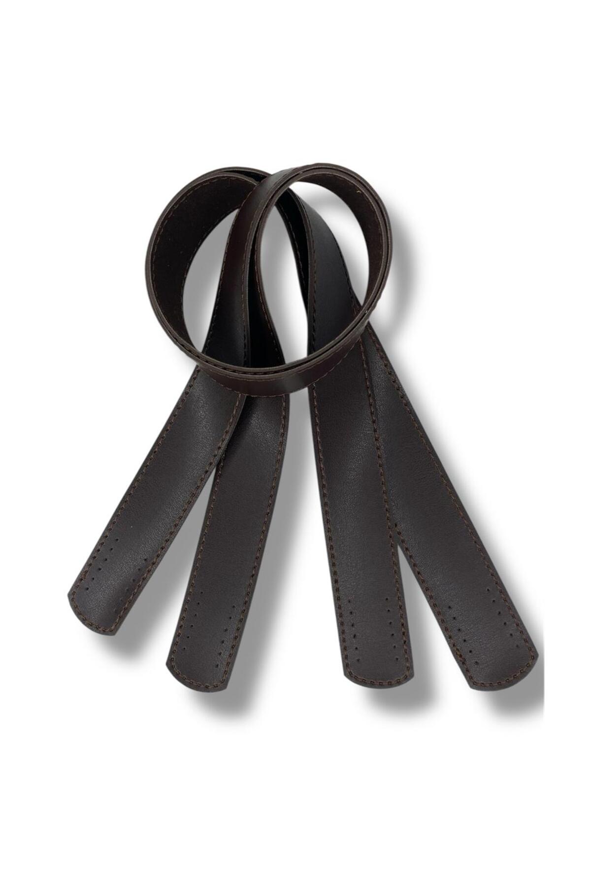 DarkBrown Sewable Bag Handle Vegan Leather 1 pair (70cmx3cm)