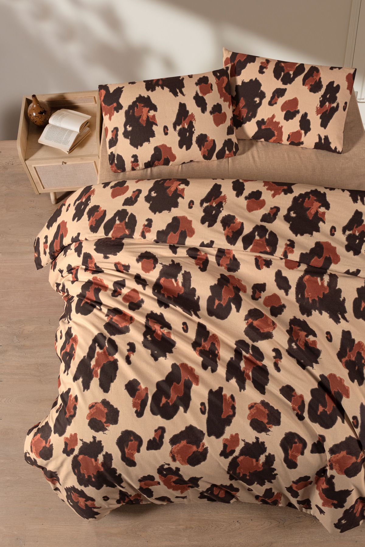 Mürdüm Home-Leopard Patterned Double Duvet Cover Set with 100% Cotton Sheets 2