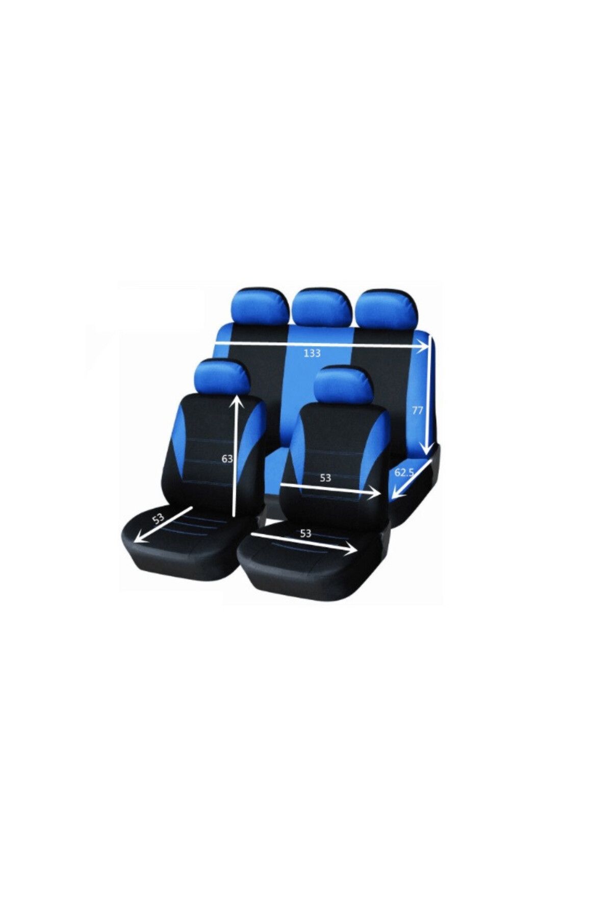 DELUXETUNING-Set huse scaune auto, universale, fata-spate, Negru cu albastru, material textil, compatibil airbag 3