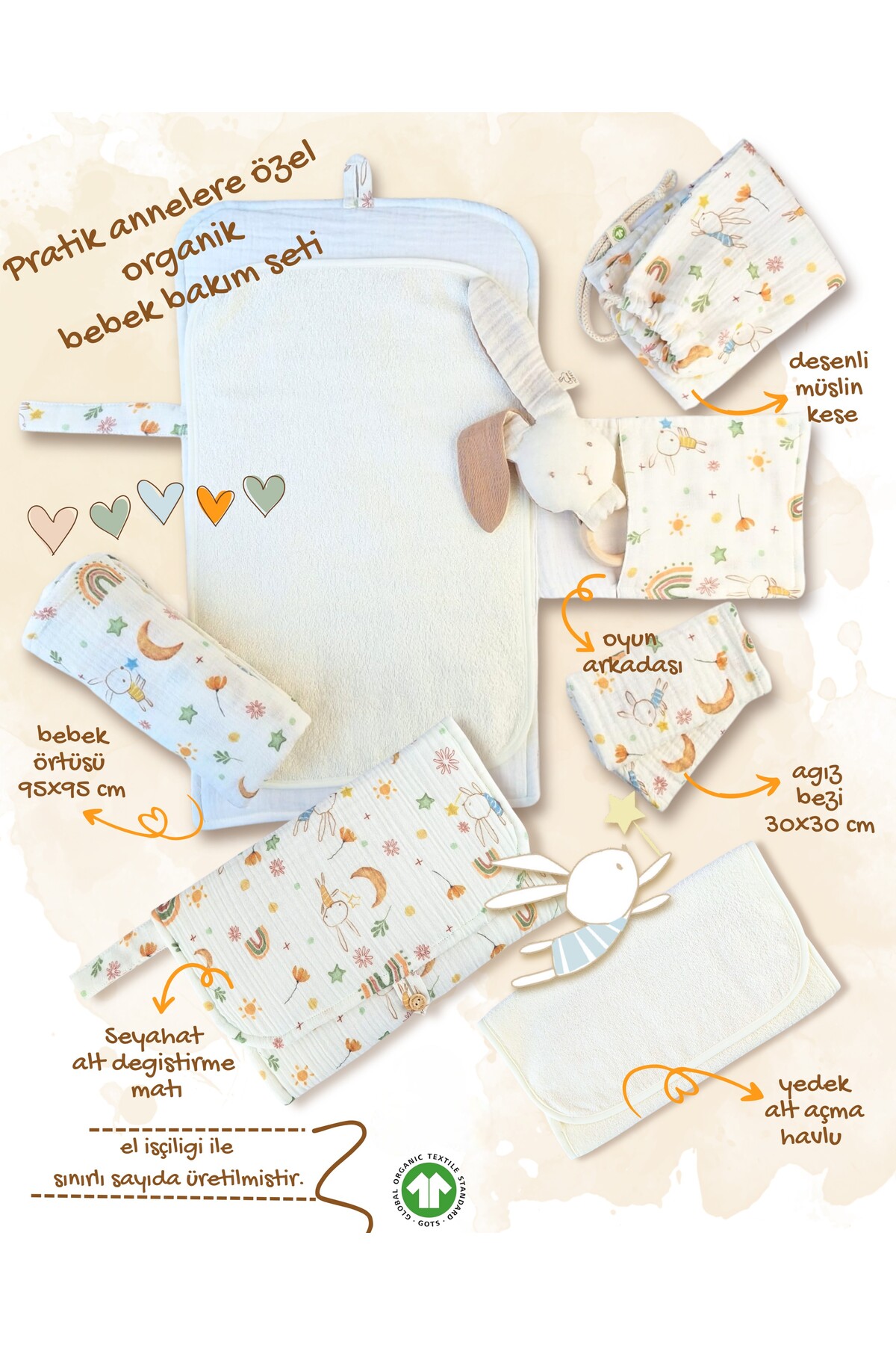 Momfey Organics 14 Parça Müslin Bebek Seti | %100 Pamuk | Yenidoğan Hastane Çıkışı, Hediye Seti fotoğrafı 4 (önizleme)