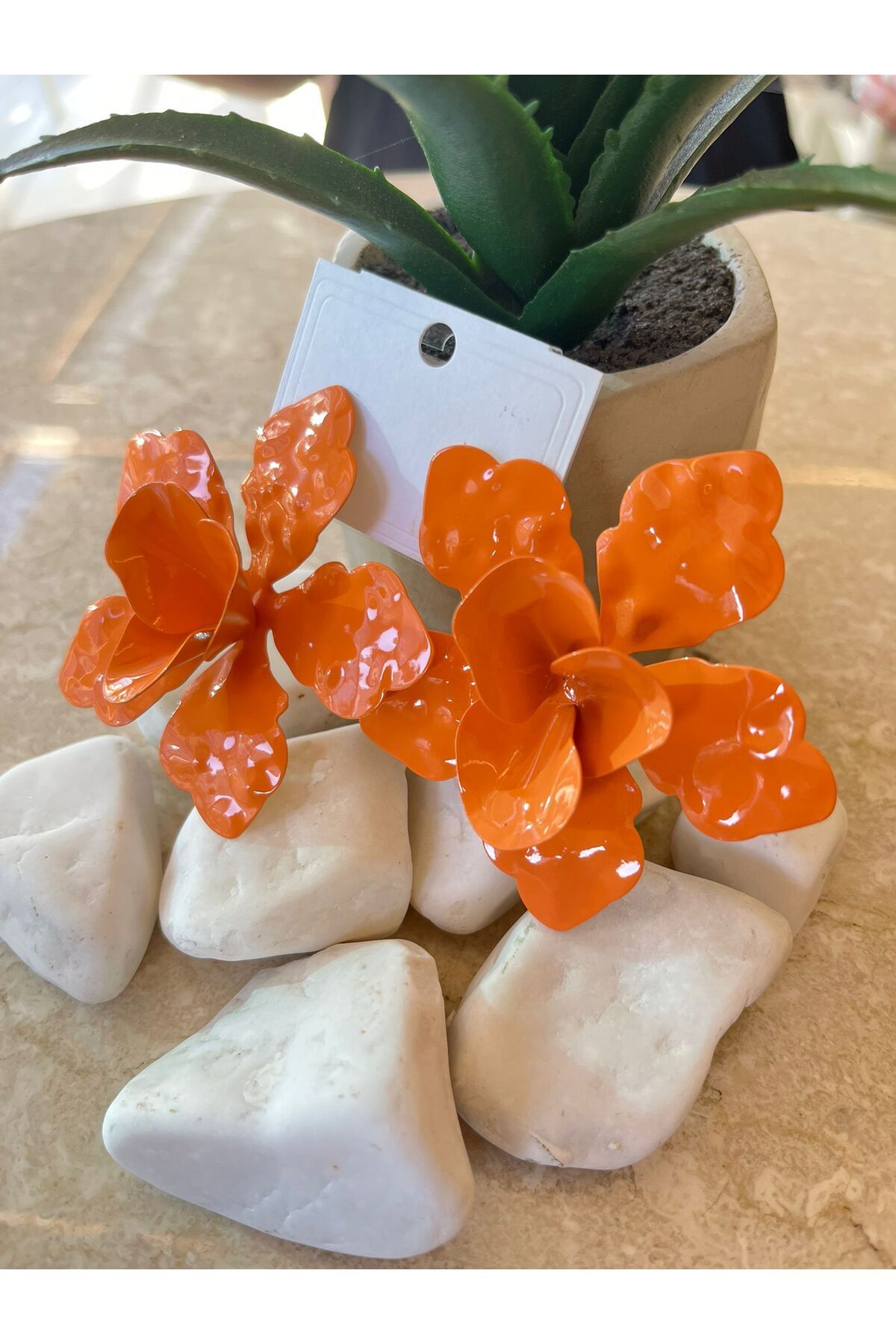 silversuaris-New Trend Z*Ra Model Orange Flower Season Women's Earrings 4