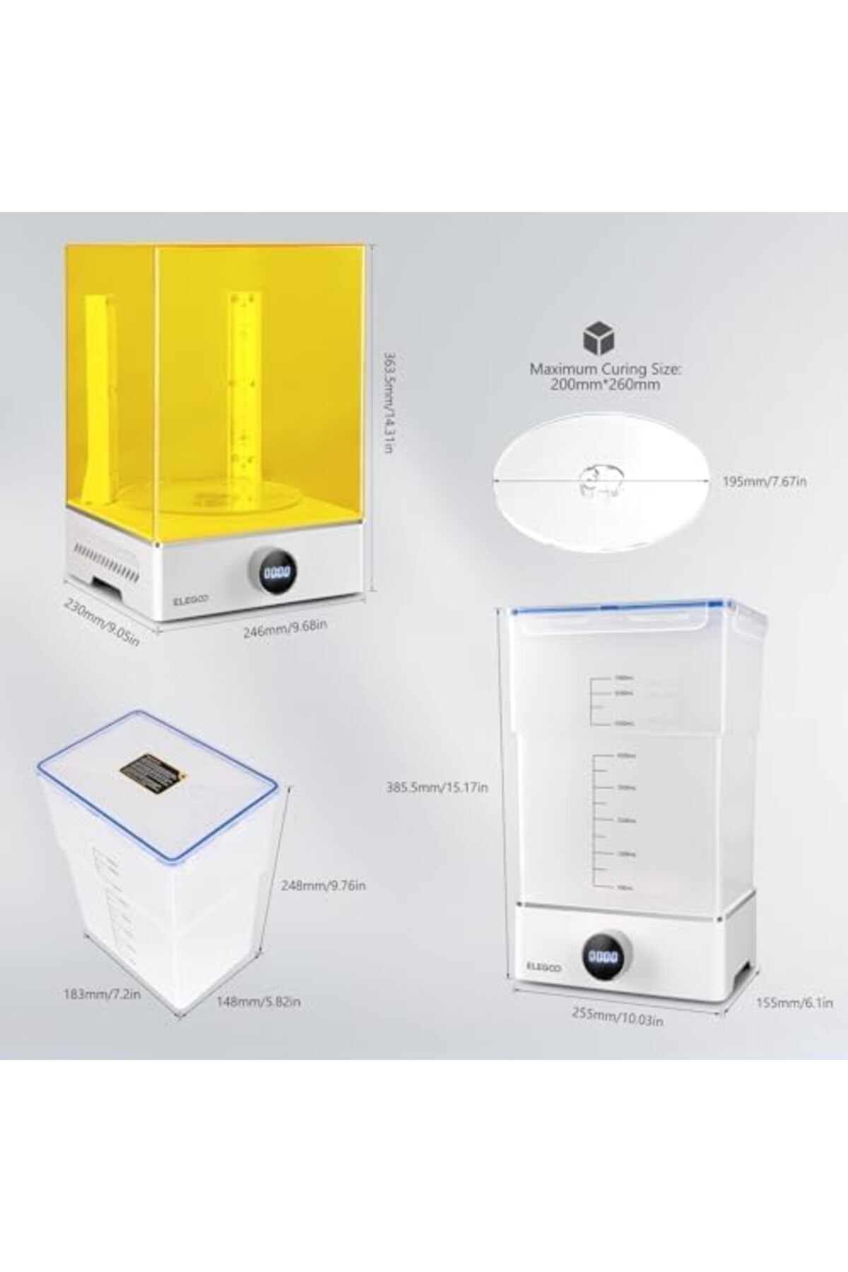 ELEGOO-Mercury XS Bundle with Separate Washing and Curing Station for Large Resin 3D Printed Models, 8