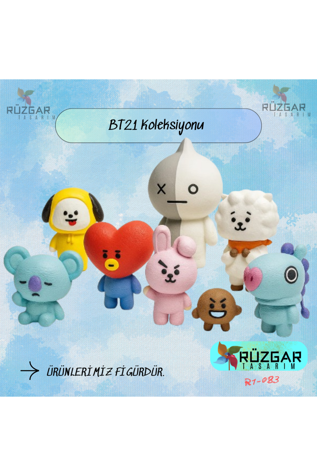 Rüzgar Tasarım Bt21 Mascot Figures 8Pcs Figure between 5-15cm Bts