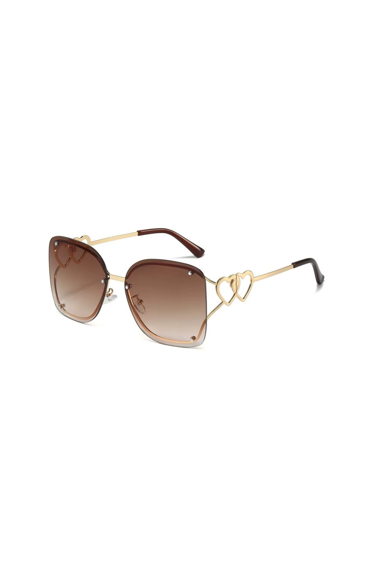 REDz Accessories Ochelari De Soare, Fashion Cu Inimioare, Lentile Pătrate, Protecție Uv400, Maro Unisex - One Size