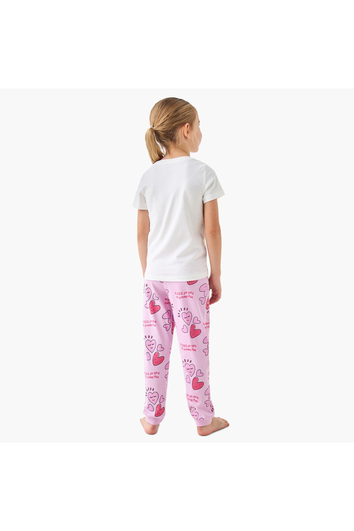 Juniors-Heart Print T-shirt And Pyjama Set 2
