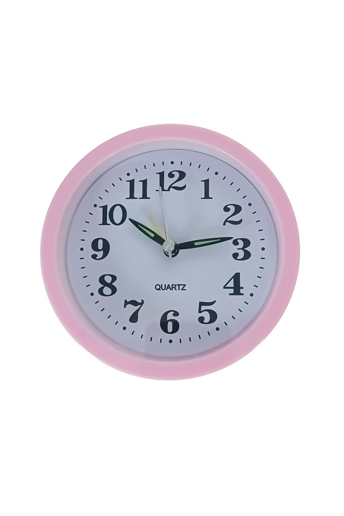 OEM-Table clock with alarm, analog display, 1 x AA battery, pink dial, 120 x 120 x 40 mm, white background 1