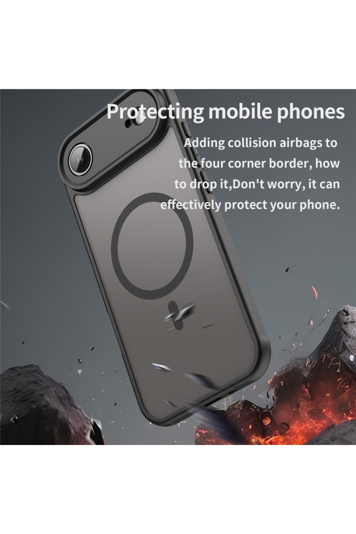 SKYDDAR INNOVATION-Husă pentru iPhone 17 Air, HaloFrost MagSafe II, rezistentă la șocuri, set cu autocolant, neagră 3